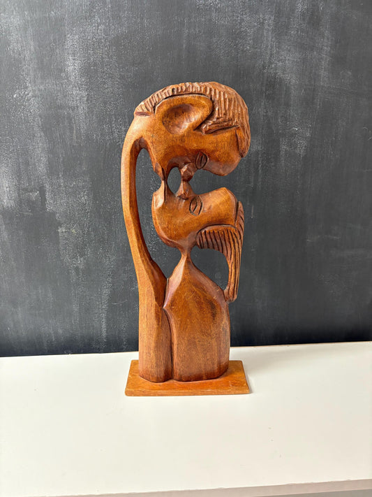 Very cool African kissing couple wooden statue  great gift and 17 x 7 wide
