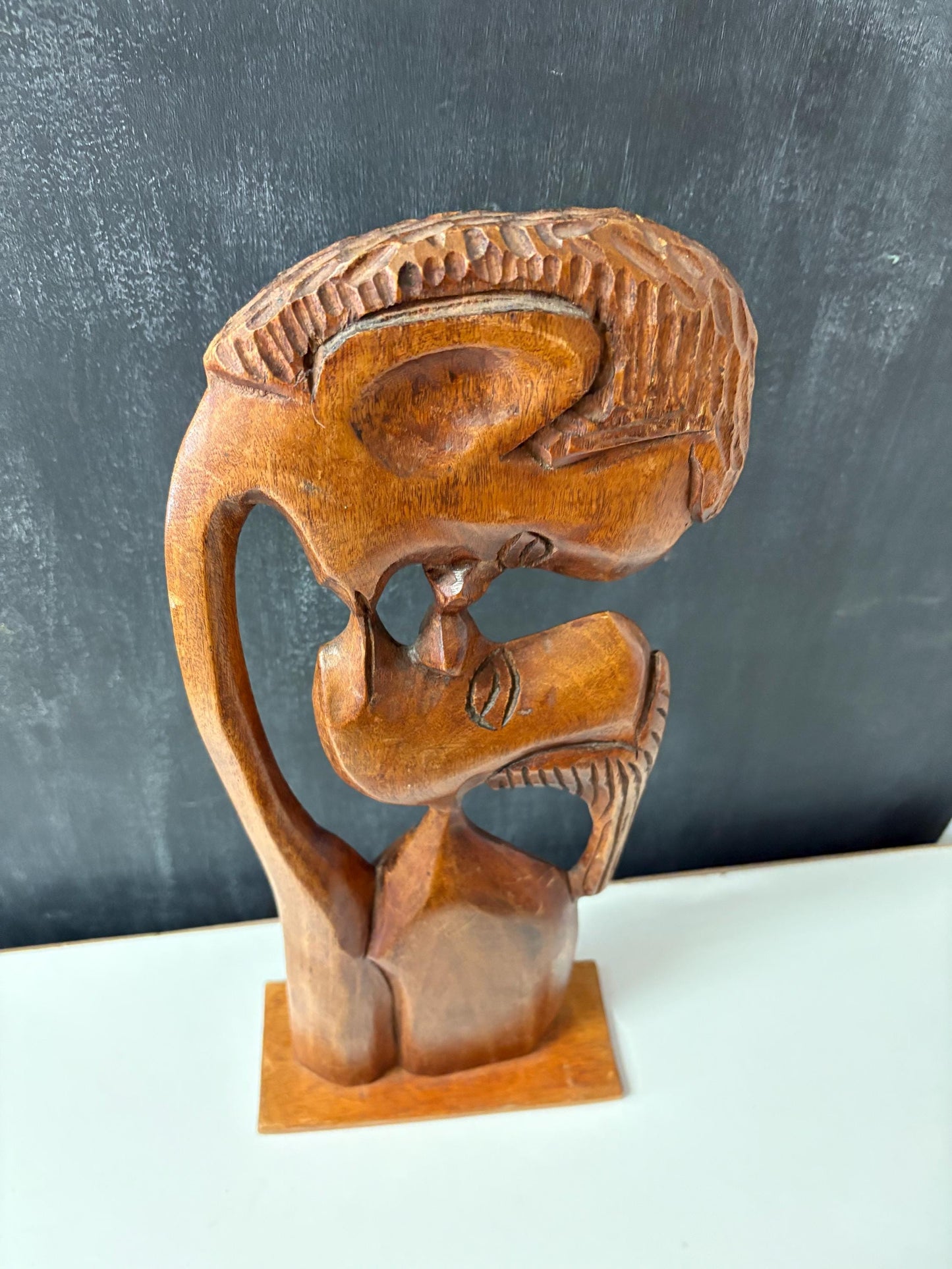 Very cool African kissing couple wooden statue  great gift and 17 x 7 wide