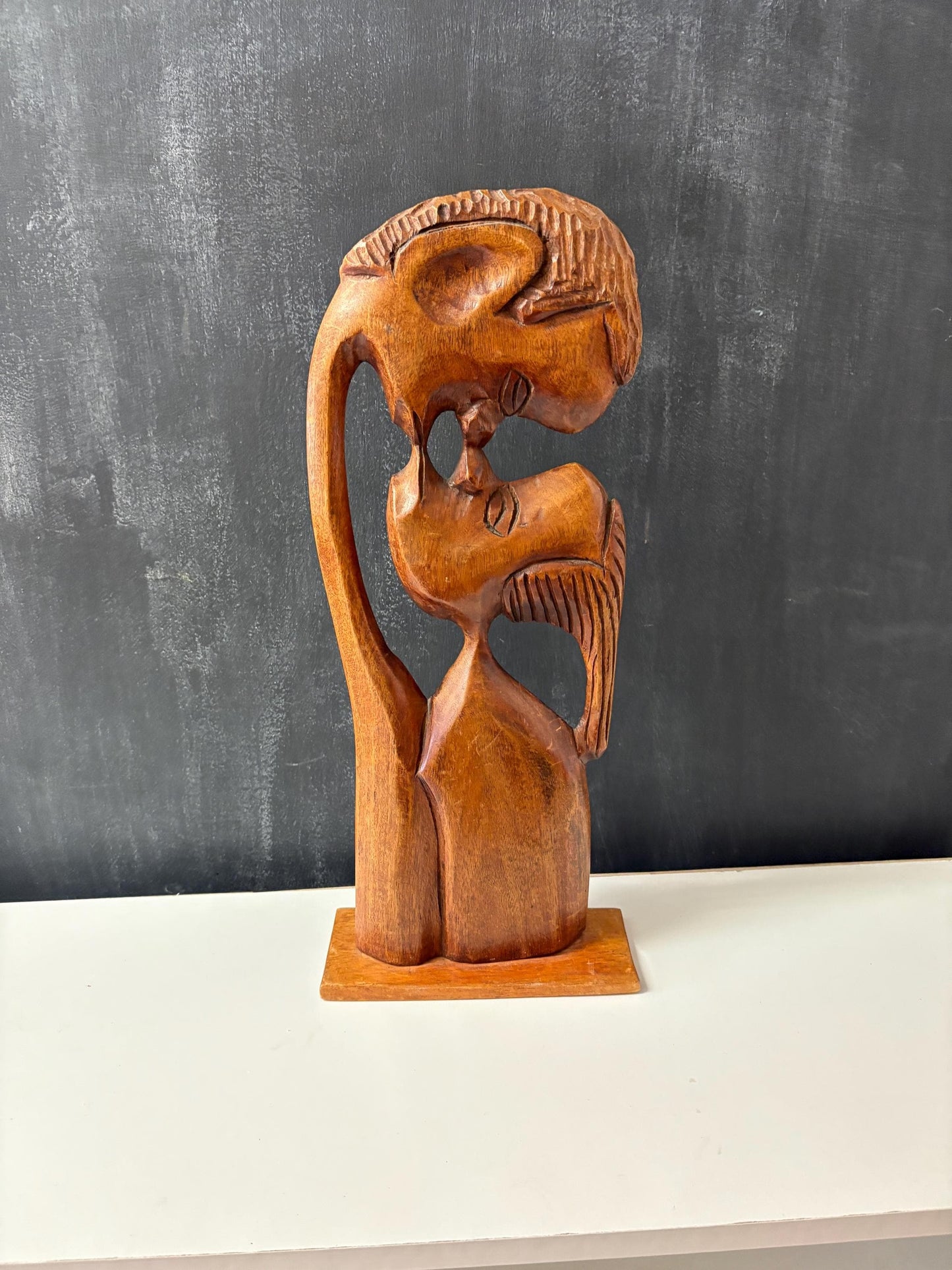 Very cool African kissing couple wooden statue  great gift and 17 x 7 wide