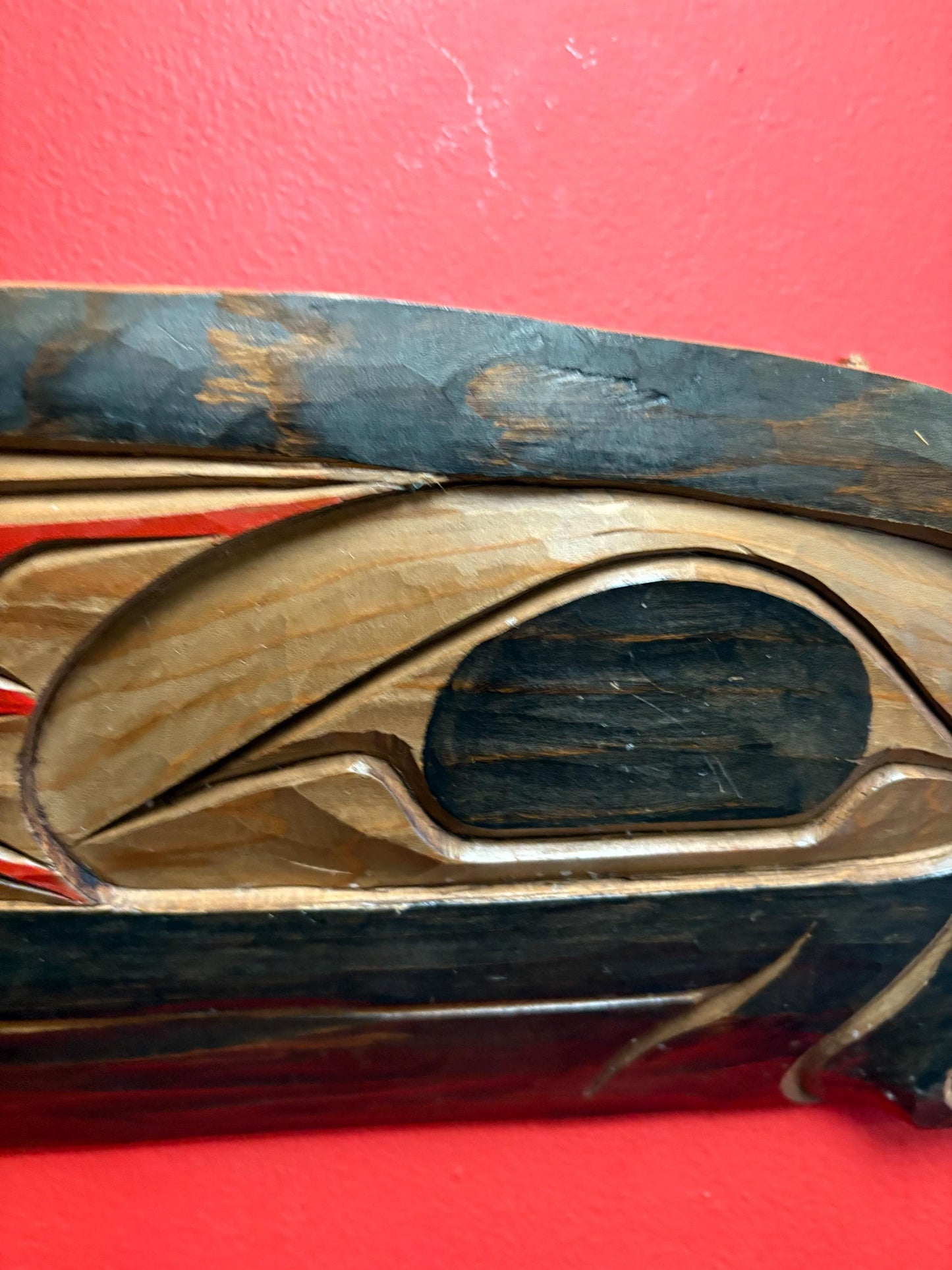 37 x 7 stunning indigenous first nations, Pacific Northwest Coast Eagle plaque  Great detail and massive Signed on back