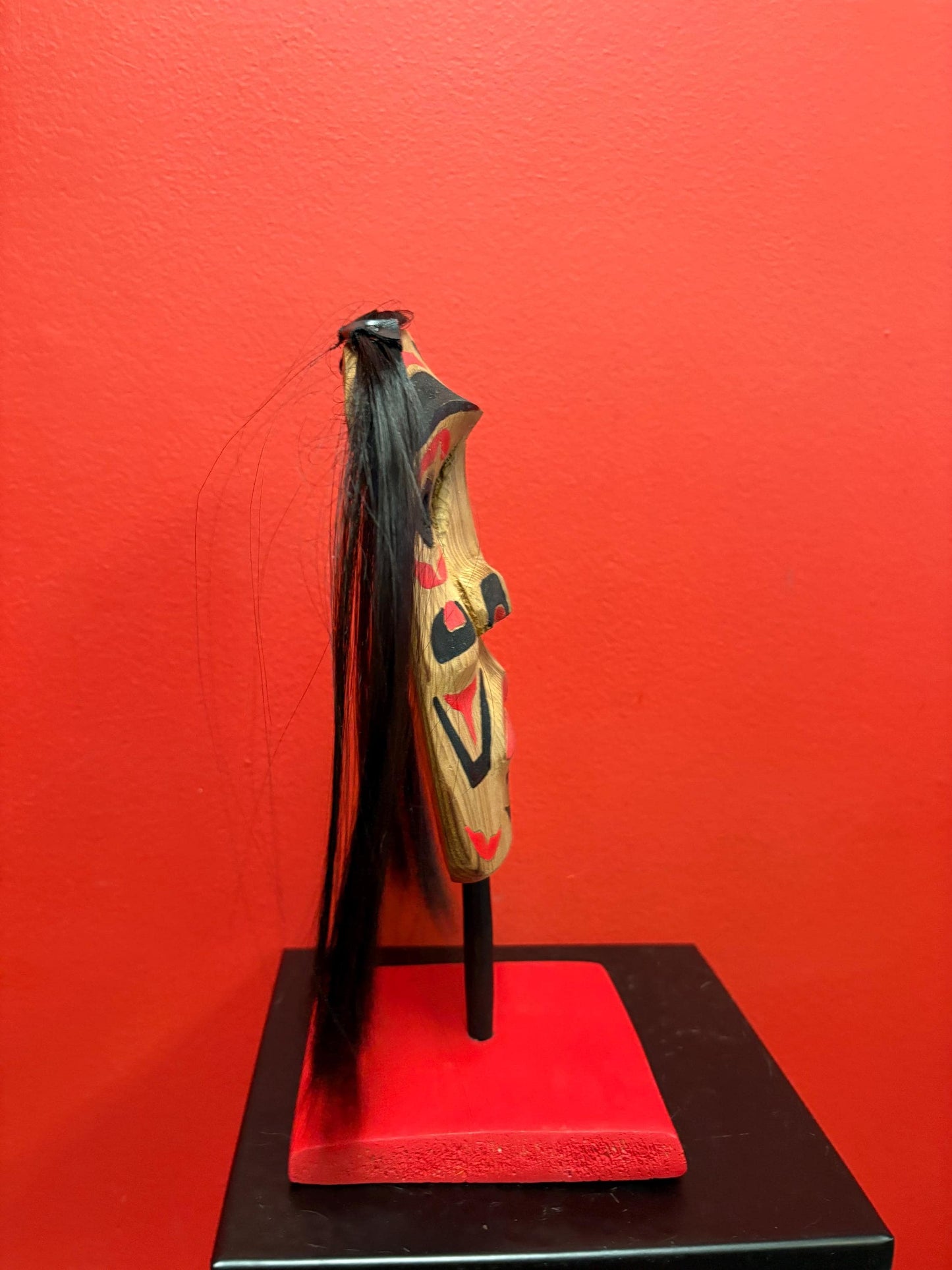 10 tall indigenous first nations, Pacific Northwest coast Brad Joseph jr carved mask on stand great detail- cedar beauty - wow