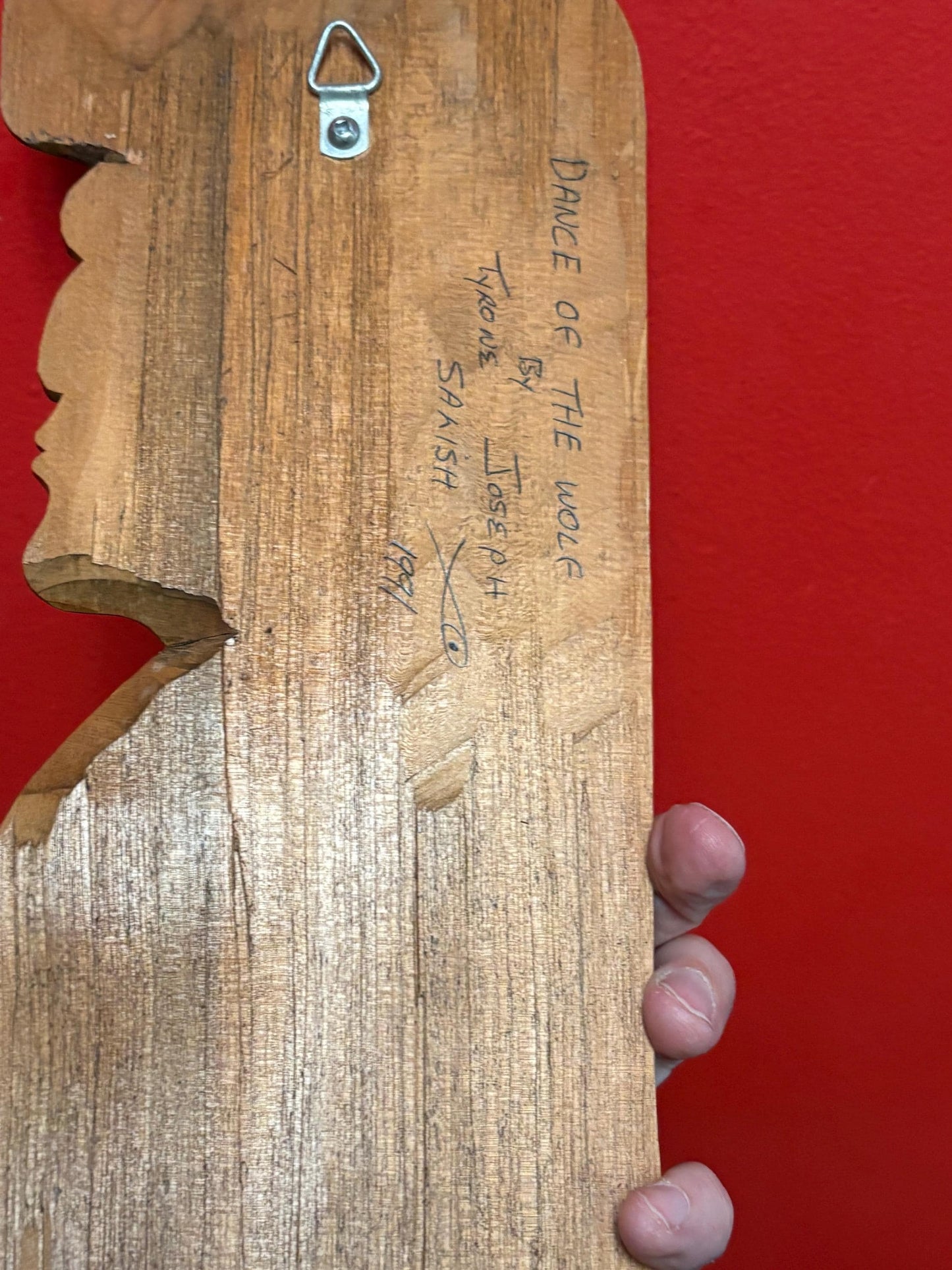 Lovely 11 x 5 inch wide indigenous first nations Pacific Northwest Coast  Tyrone Joseph Dance of the Wolf plaque - wonderful  detail