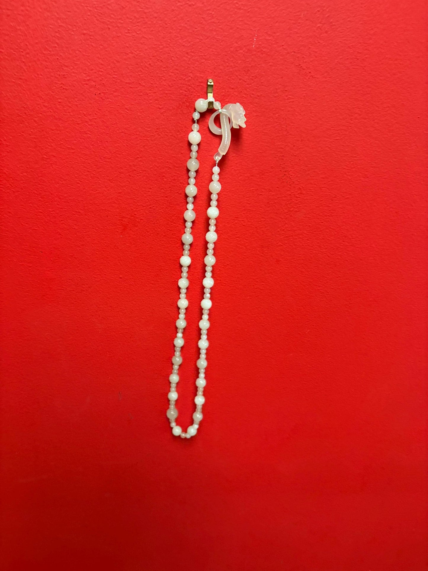 Approx 31  antique  beautiful Chinese jade necklace with dragon pendant clasp stunning  intensely beautiful Jade