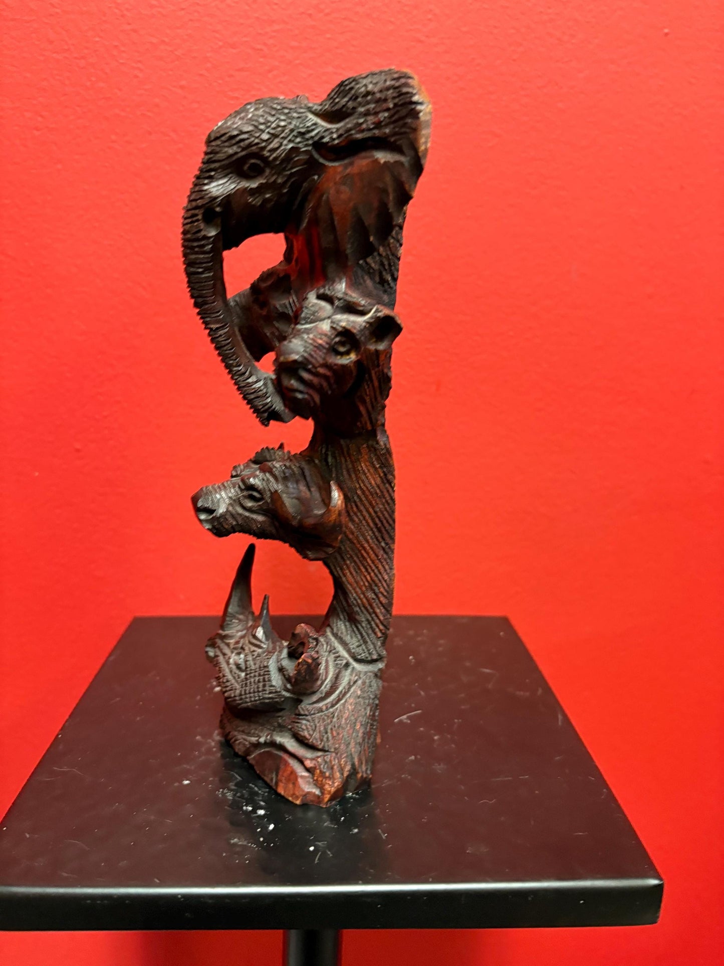 Beautiful African 9 inch wooden sculpture of the big five  wonderful detail and great value  perfect gift