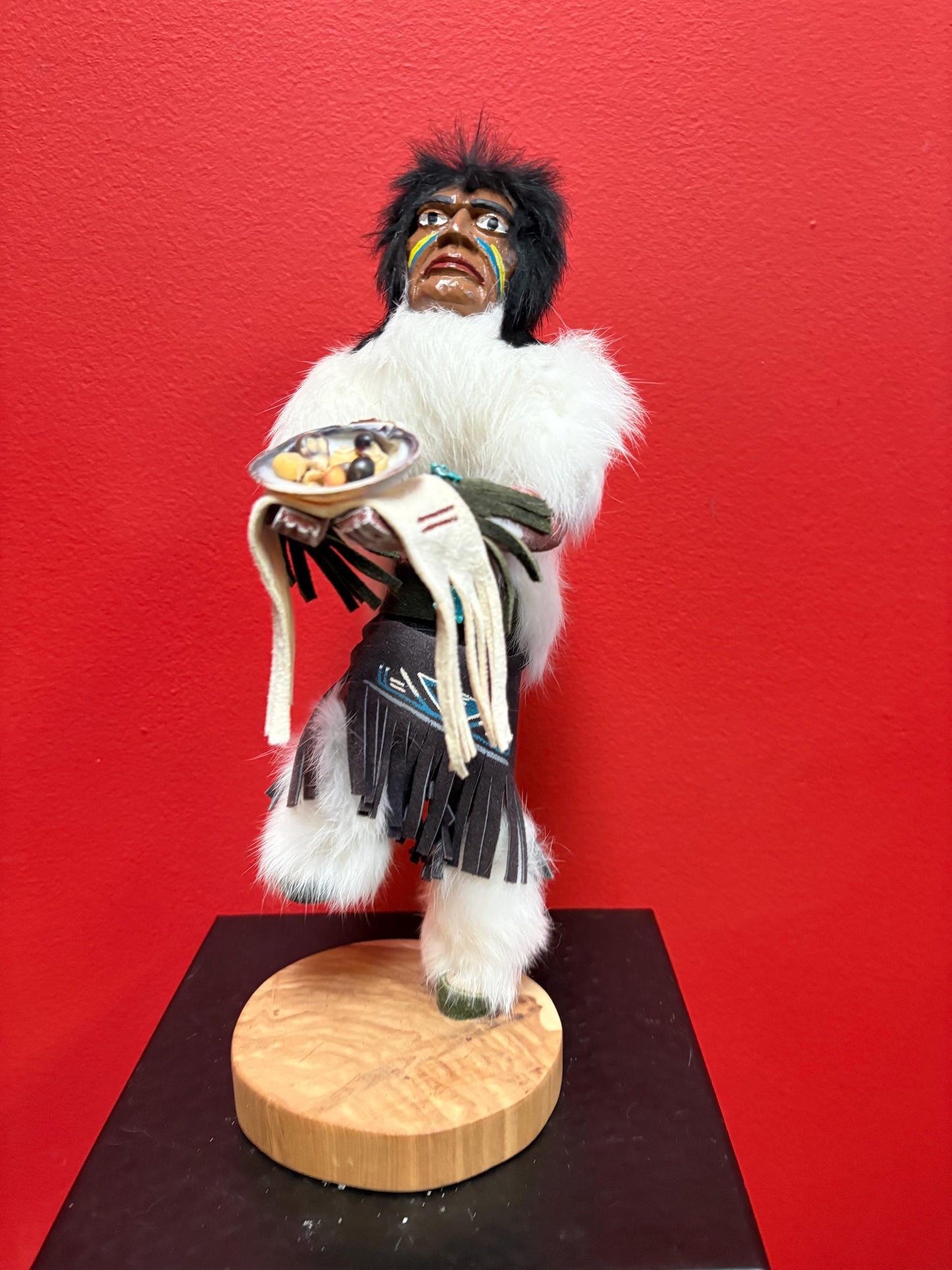 Lovely signed indigenous American hopi kachina doll great condition  12 inches tall  great basket