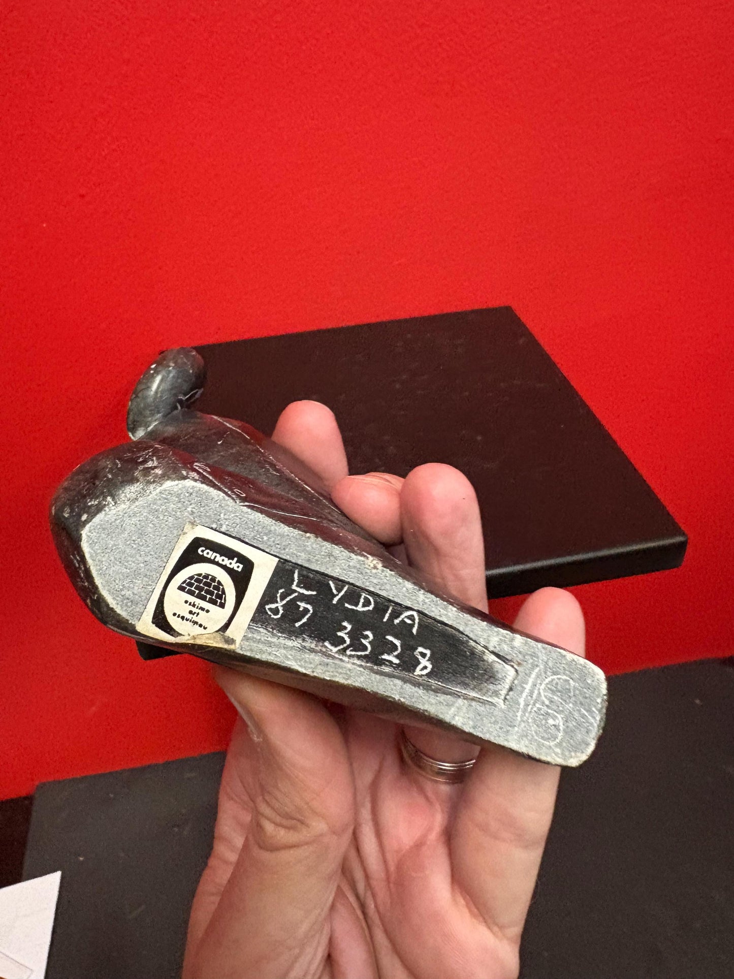 4 x 4 inch signed indigenous first nations, Inuit soapstone seal and salmon  good condition  great value