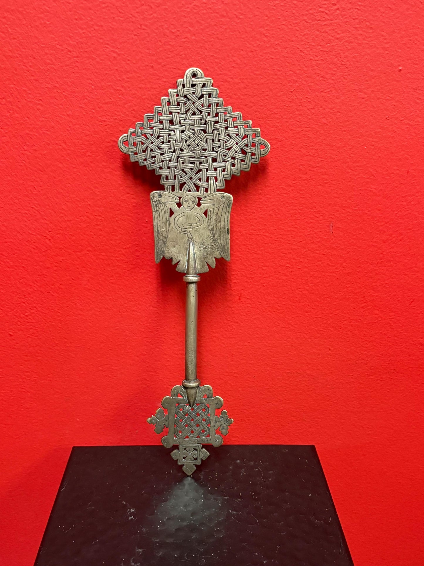 Wonderful Ethiopian silver 11 inch Coptic cross wonderful patina  and great religious African piece