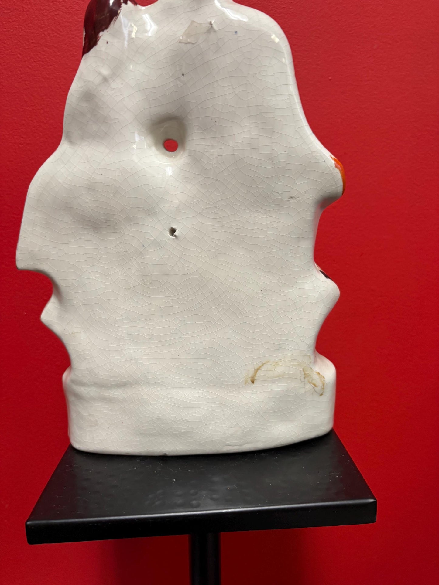 Beautiful antique English Staffordshire flatback statue of a couple  14 x 8 wide  good condition for age