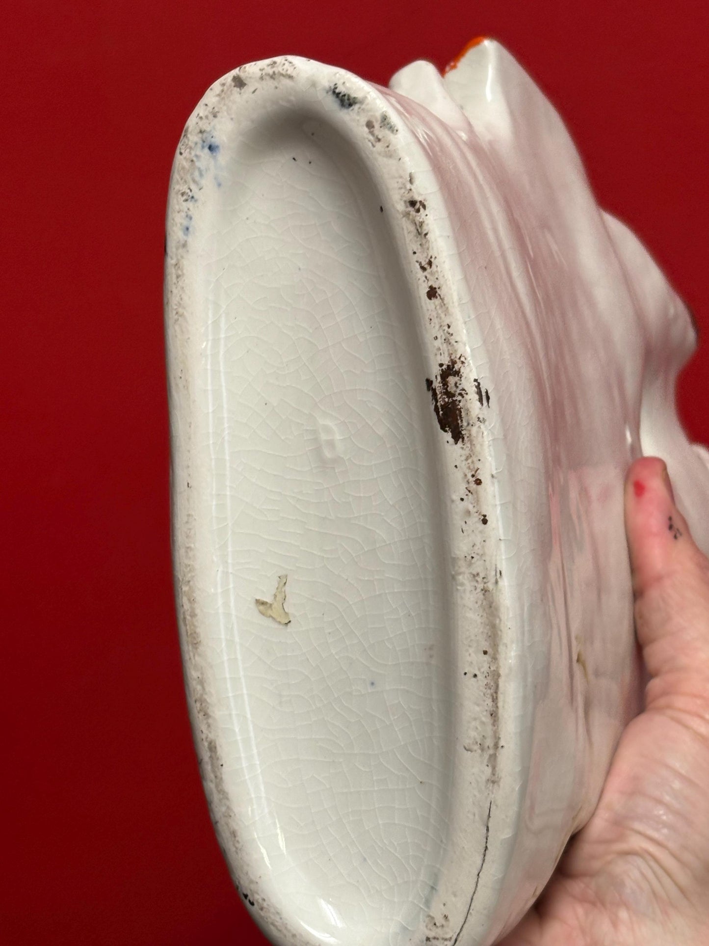 Beautiful antique English Staffordshire flatback statue of a couple  14 x 8 wide  good condition for age