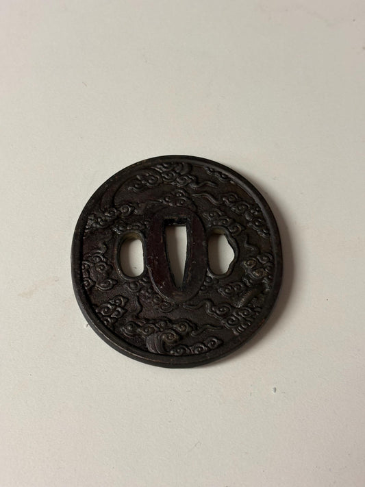 Wonderful 3 inch antique  Japanese samurai tsuba  nice condition - from large estate  samurai - great patina