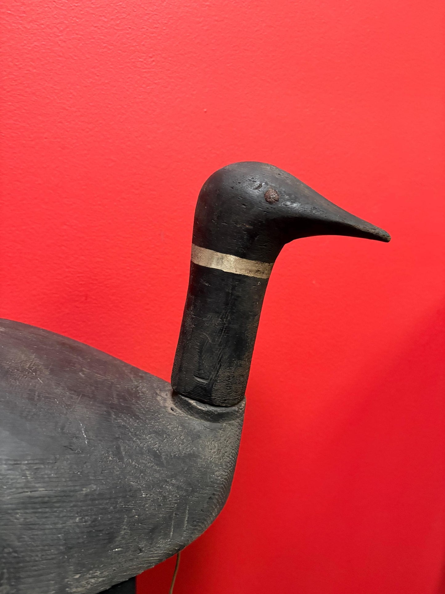 Stunning antique Canadian duck decoy   20 x 9 high  chip on tail  great patina  wonderful example