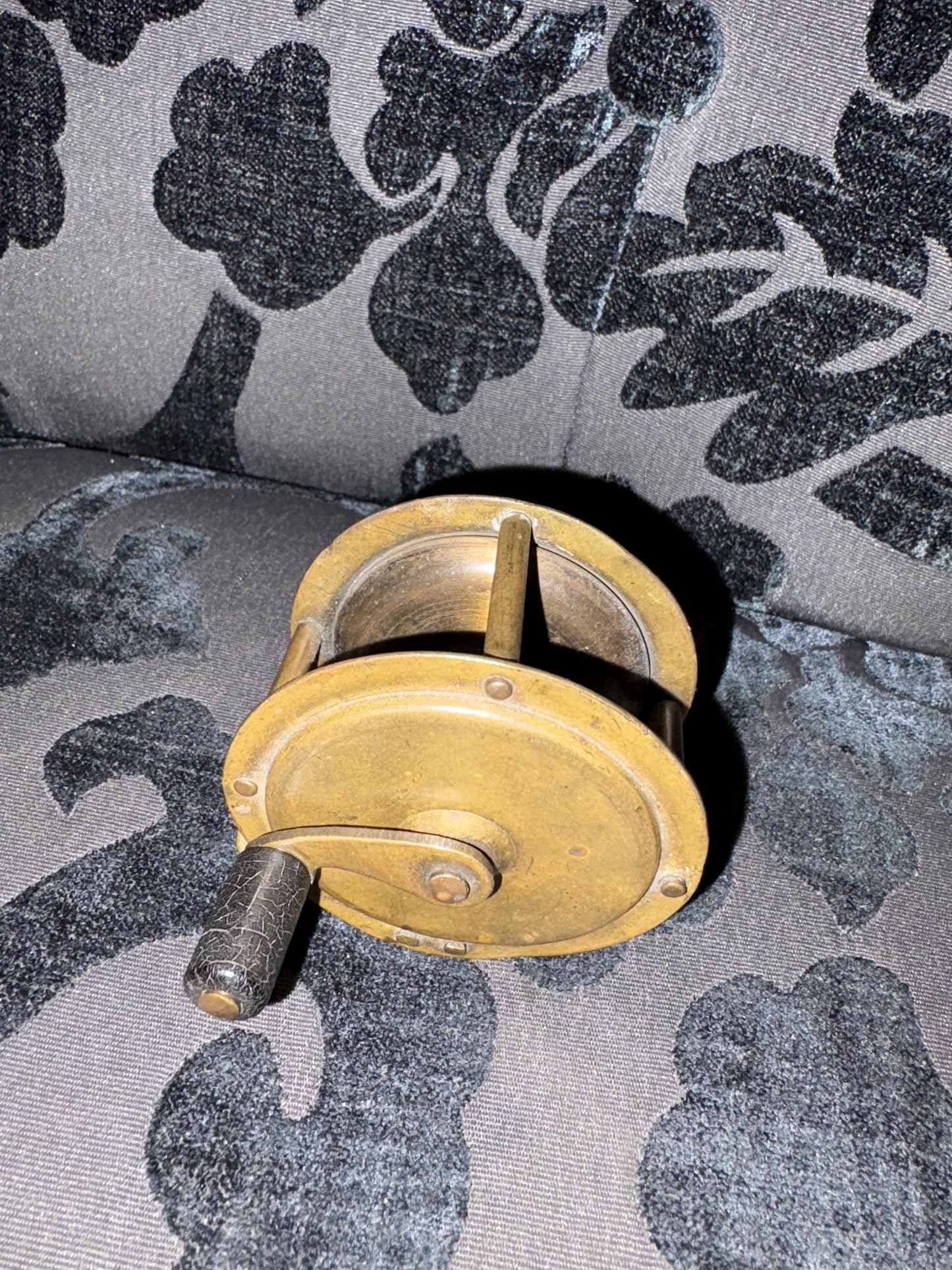 2.25 inch beautiful brass antique fishing reel  great condition