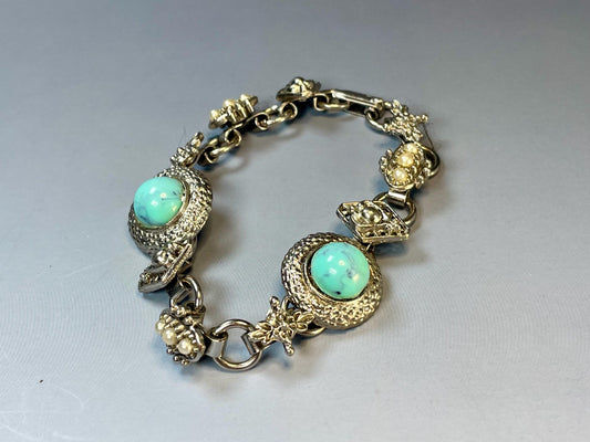 Southwestern Turquoise and Pearl Vintage Bracelet