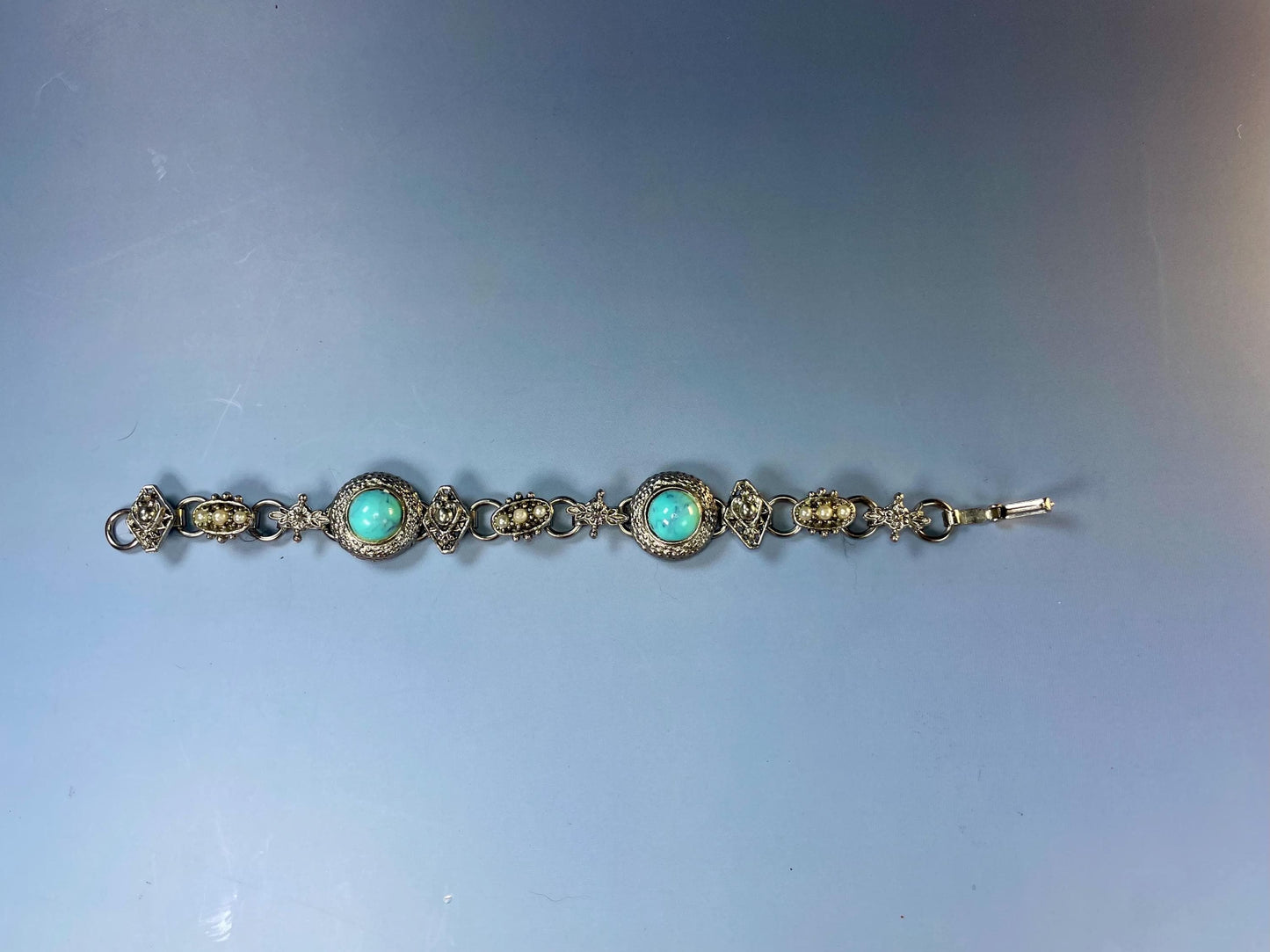 Southwestern Turquoise and Pearl Vintage Bracelet