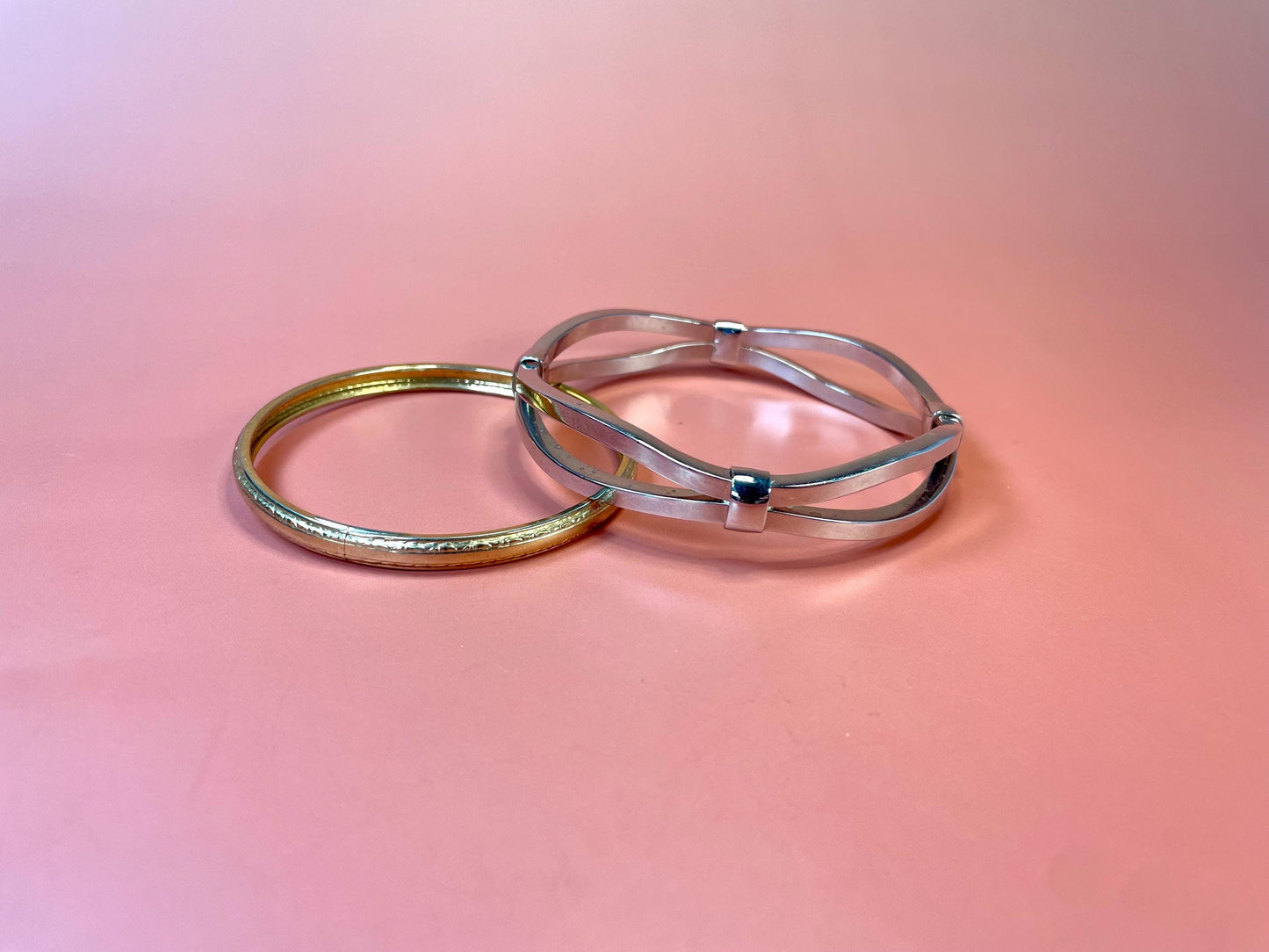 Set of Two Bangle Bracelets  Untested Gold and Silver