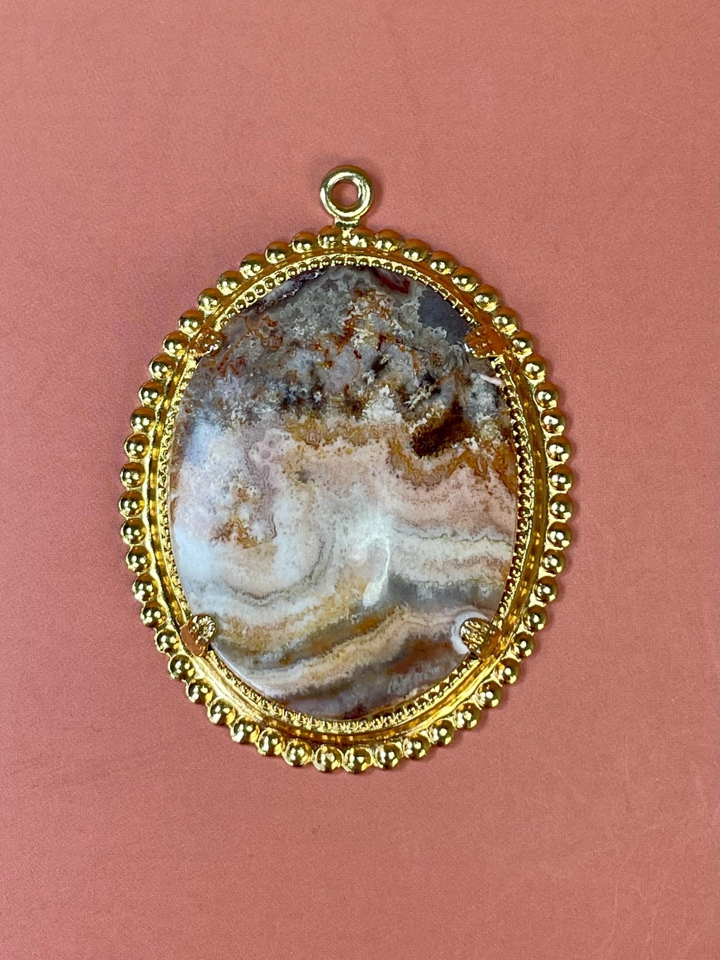 Lovely 2 inch long Untested Gold and Stone pendant