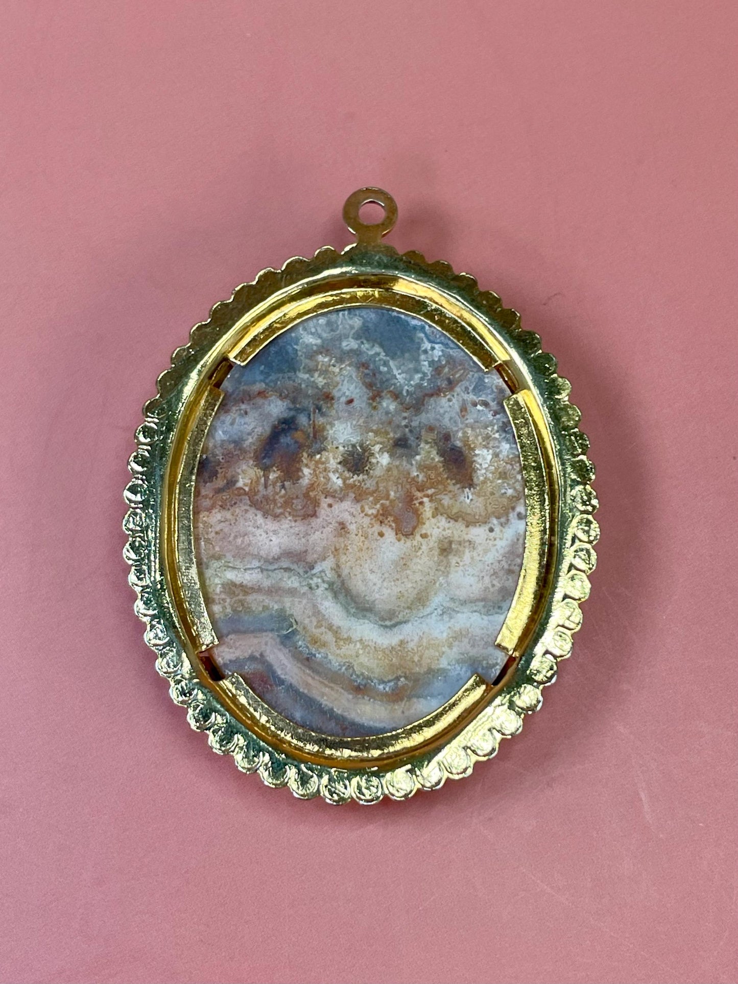 Lovely 2 inch long Untested Gold and Stone pendant