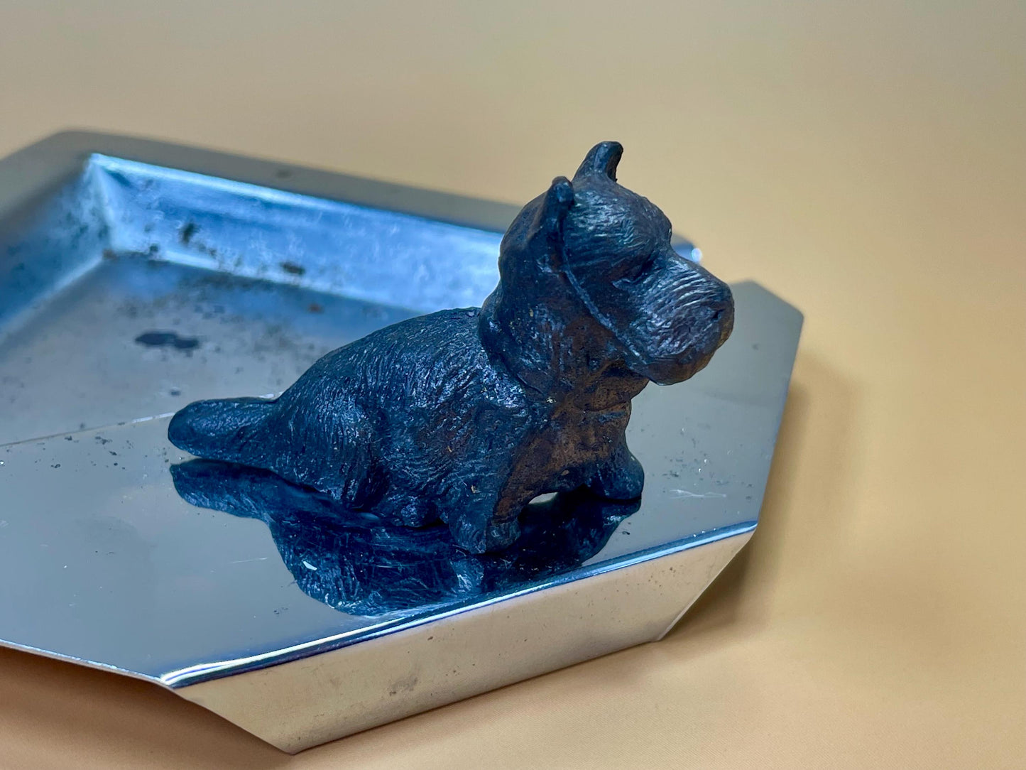 Art Deco Metal Ashtray with Scottish Terrier