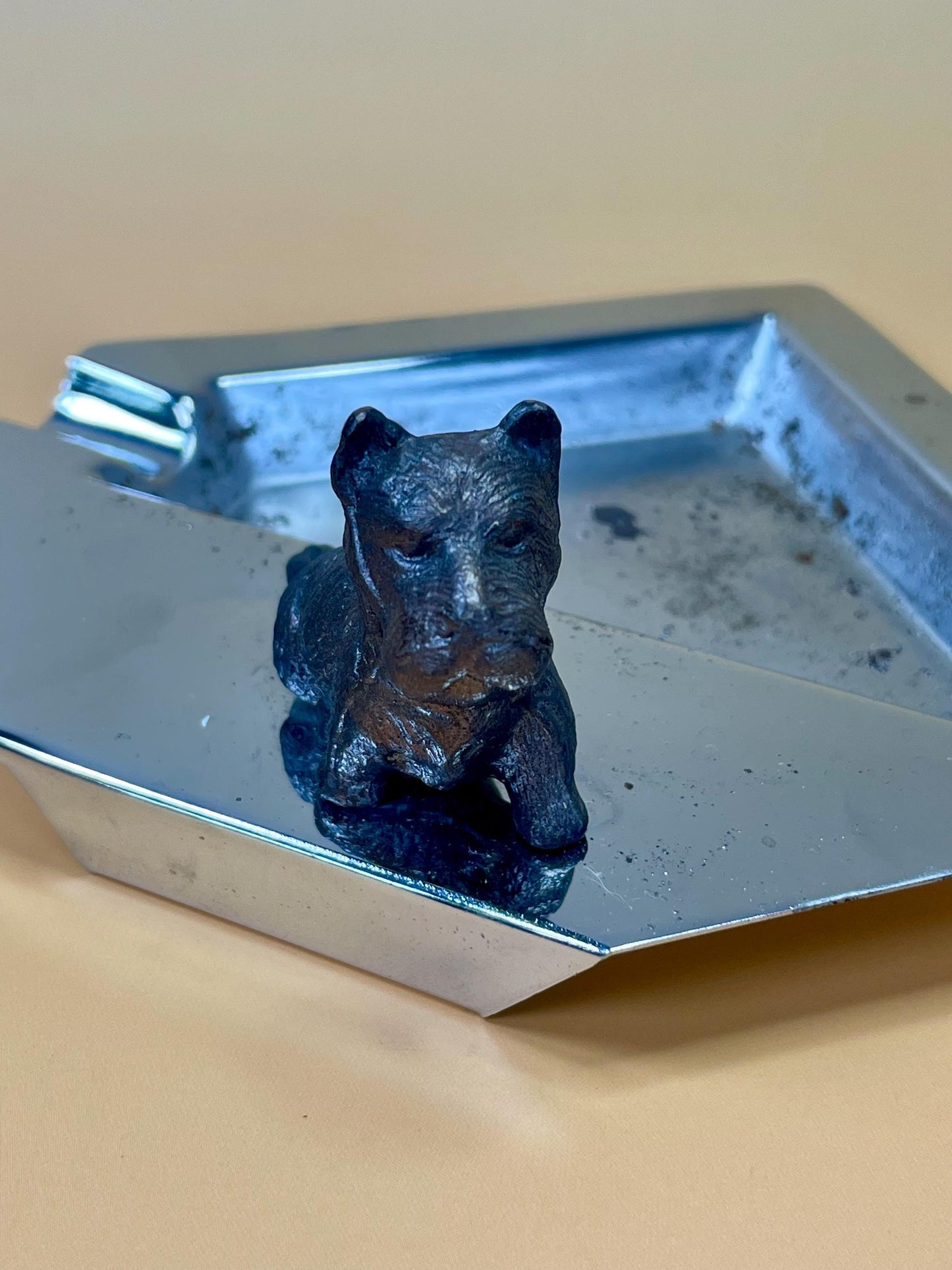 Art Deco Metal Ashtray with Scottish Terrier