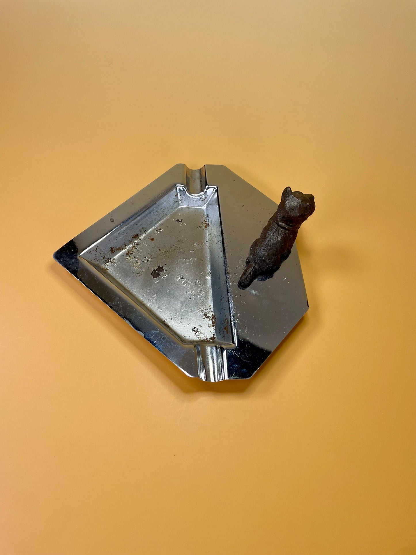 Art Deco Metal Ashtray with Scottish Terrier