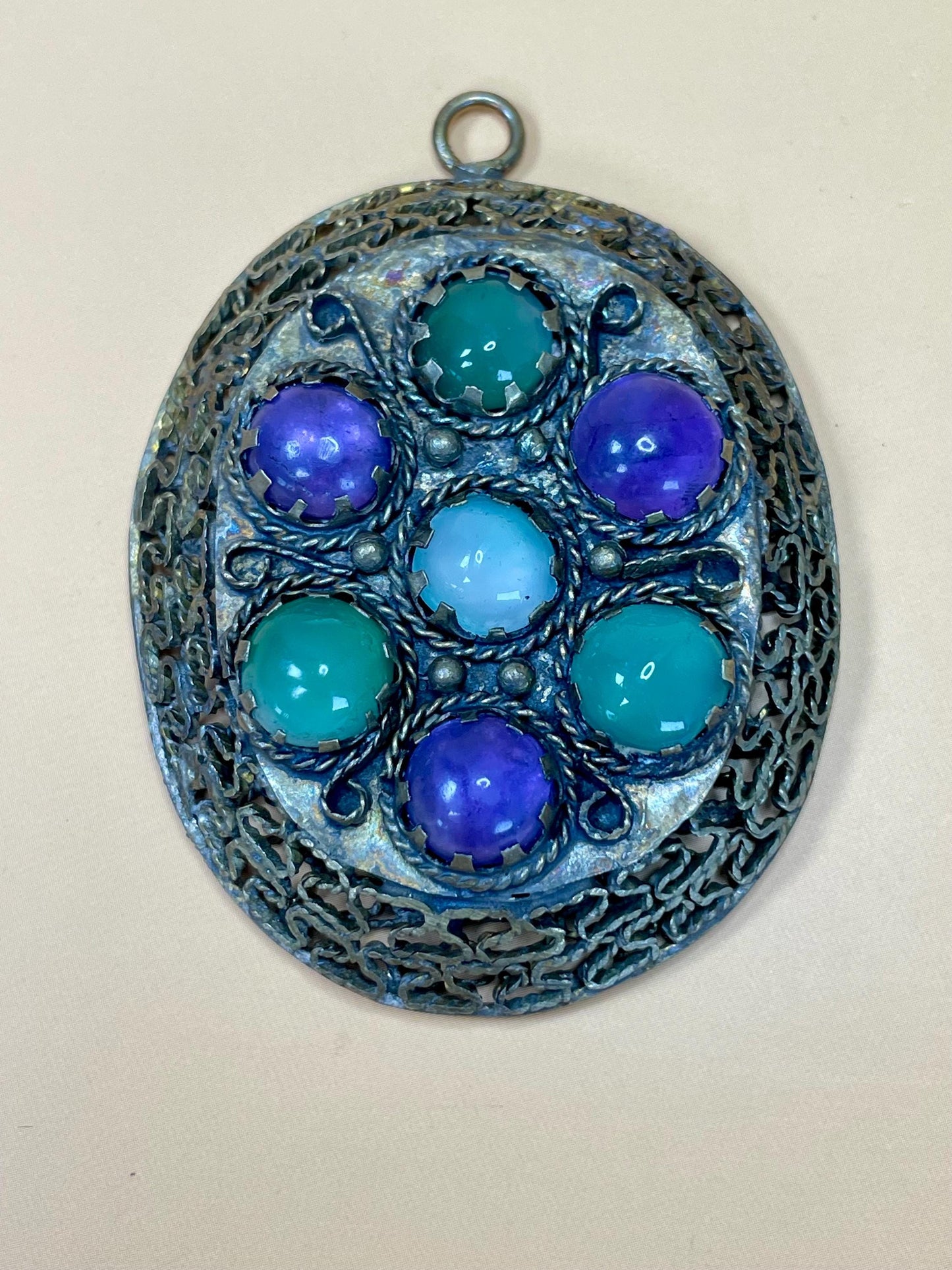 Cartouche Style Filigree Pendant