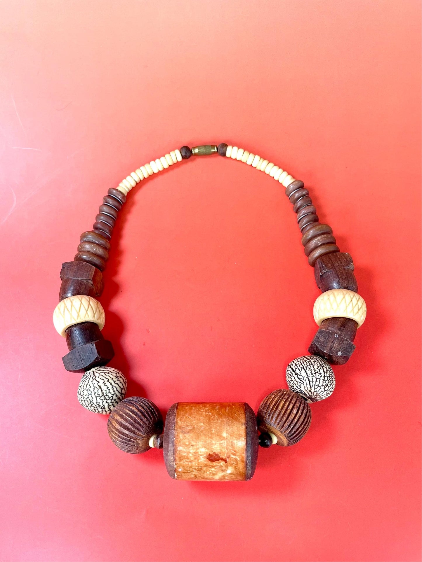 Chunky Heavy Wooden Bead Necklace