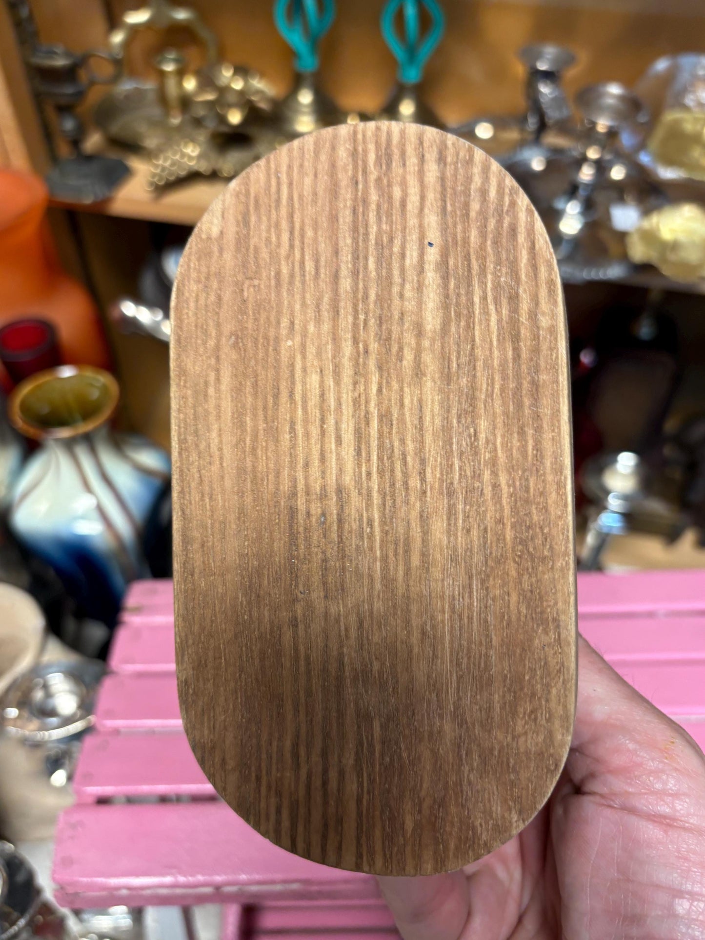 Intricate detailed wooden Madonna and heart dish on stand  amazing piece and great gift  good value 6 1/2 x 6“ long