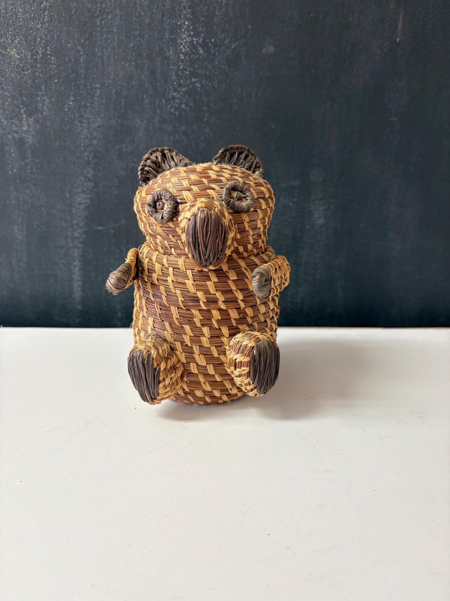 Unusual sexy weaved basket bear box  teddy bear delight  7 inches  perfect gift
