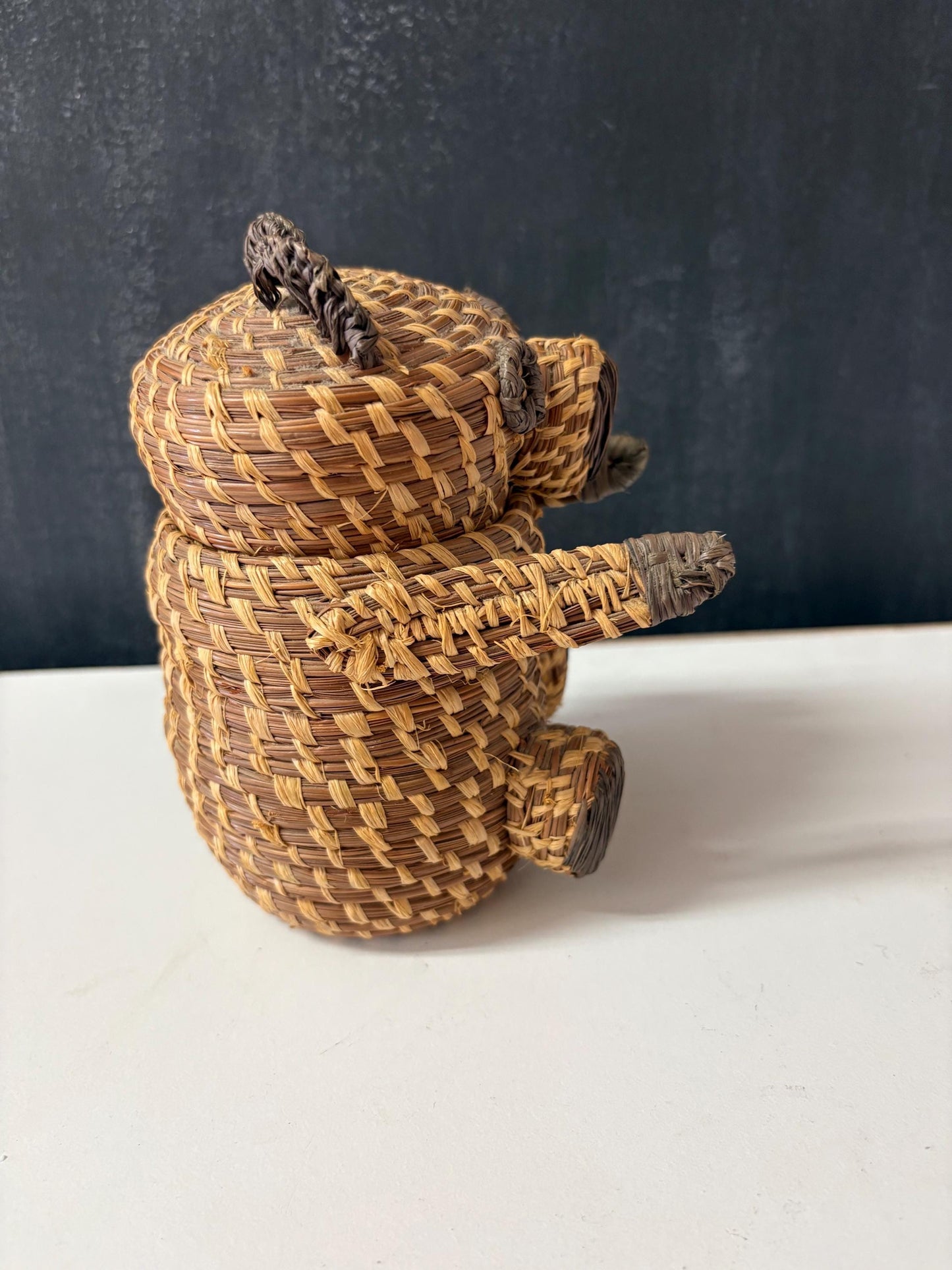 Unusual sexy weaved basket bear box  teddy bear delight  7 inches  perfect gift