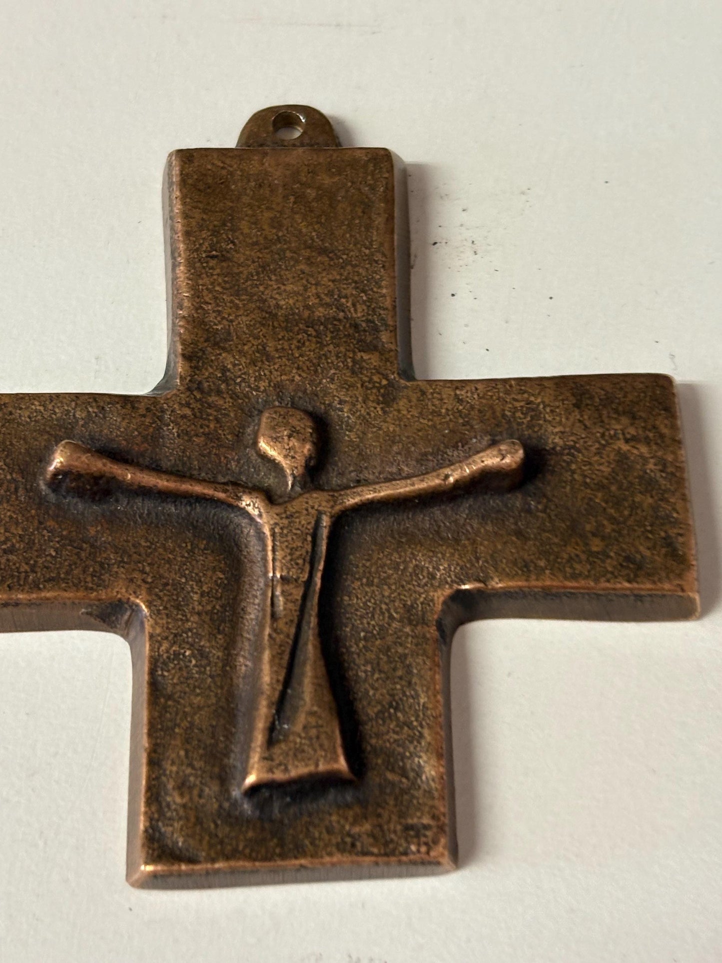 Stunning antique  European bronze Berzon and Bercher Germany religious cross  coolest sign  3 inches  105 grams