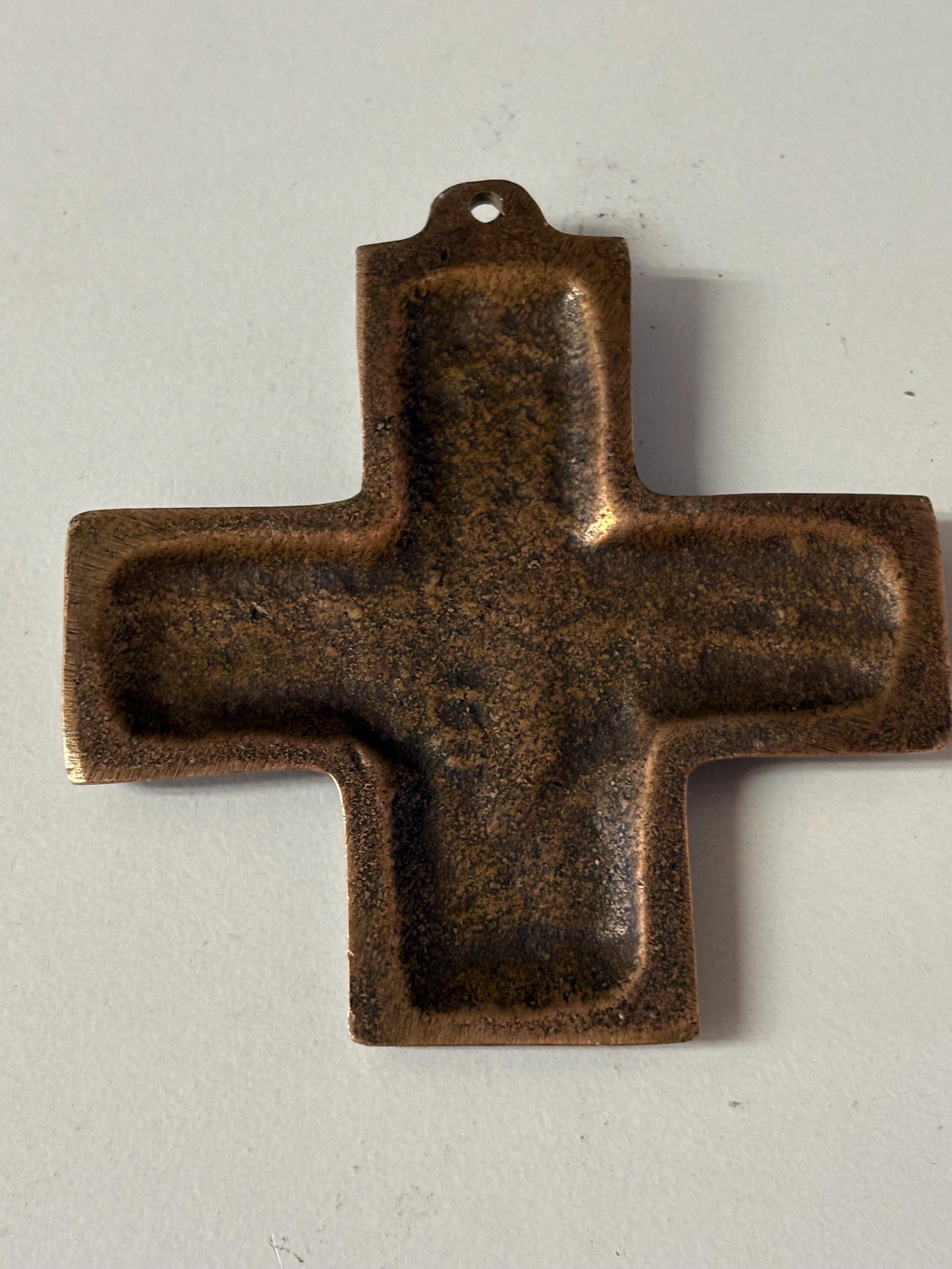 Stunning antique  European bronze Berzon and Bercher Germany religious cross  coolest sign  3 inches  105 grams