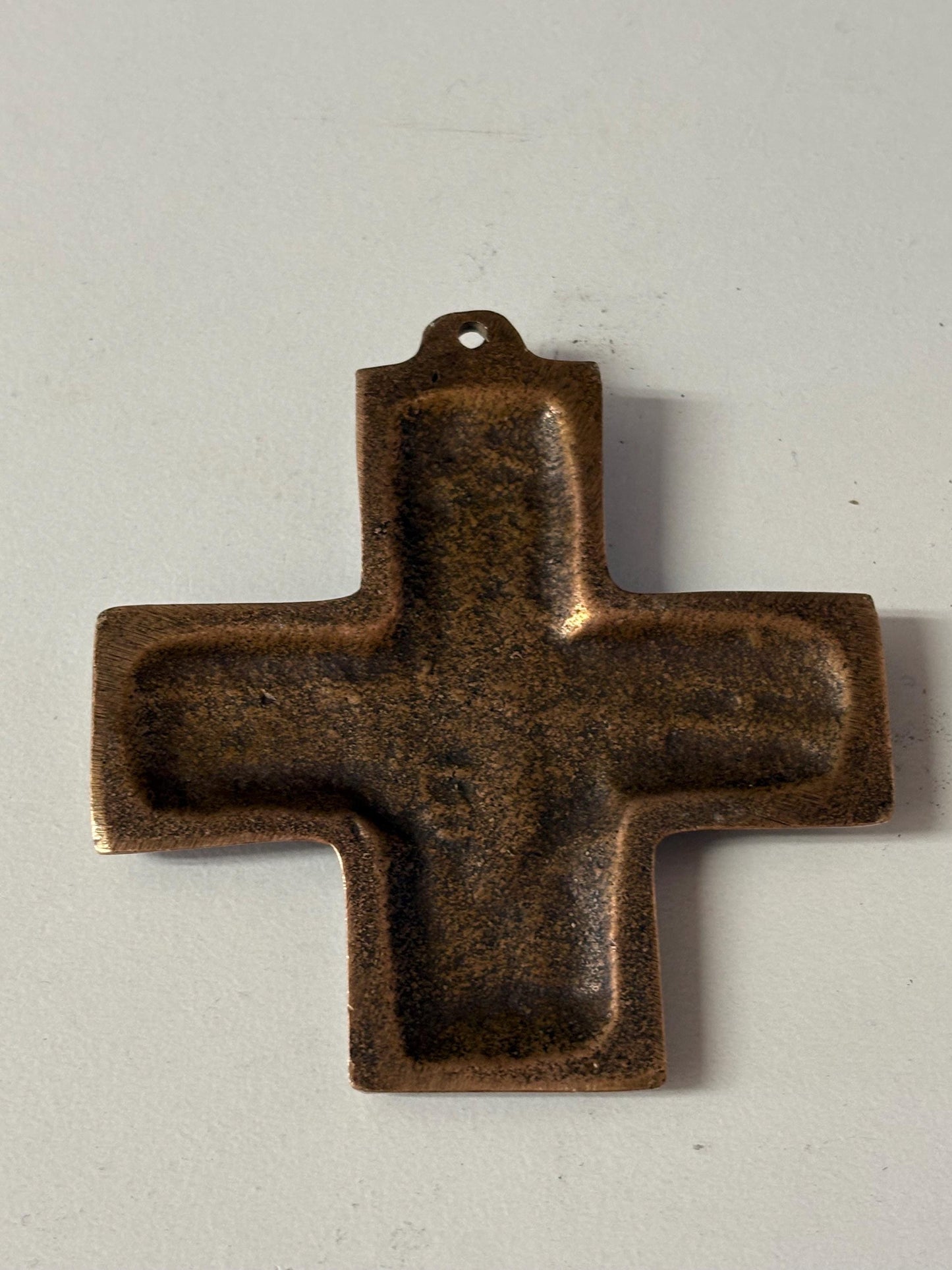 Stunning antique  European bronze Berzon and Bercher Germany religious cross  coolest sign  3 inches  105 grams