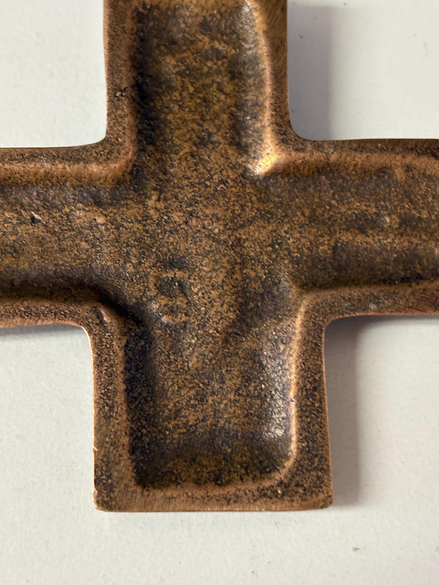 Stunning antique  European bronze Berzon and Bercher Germany religious cross  coolest sign  3 inches  105 grams