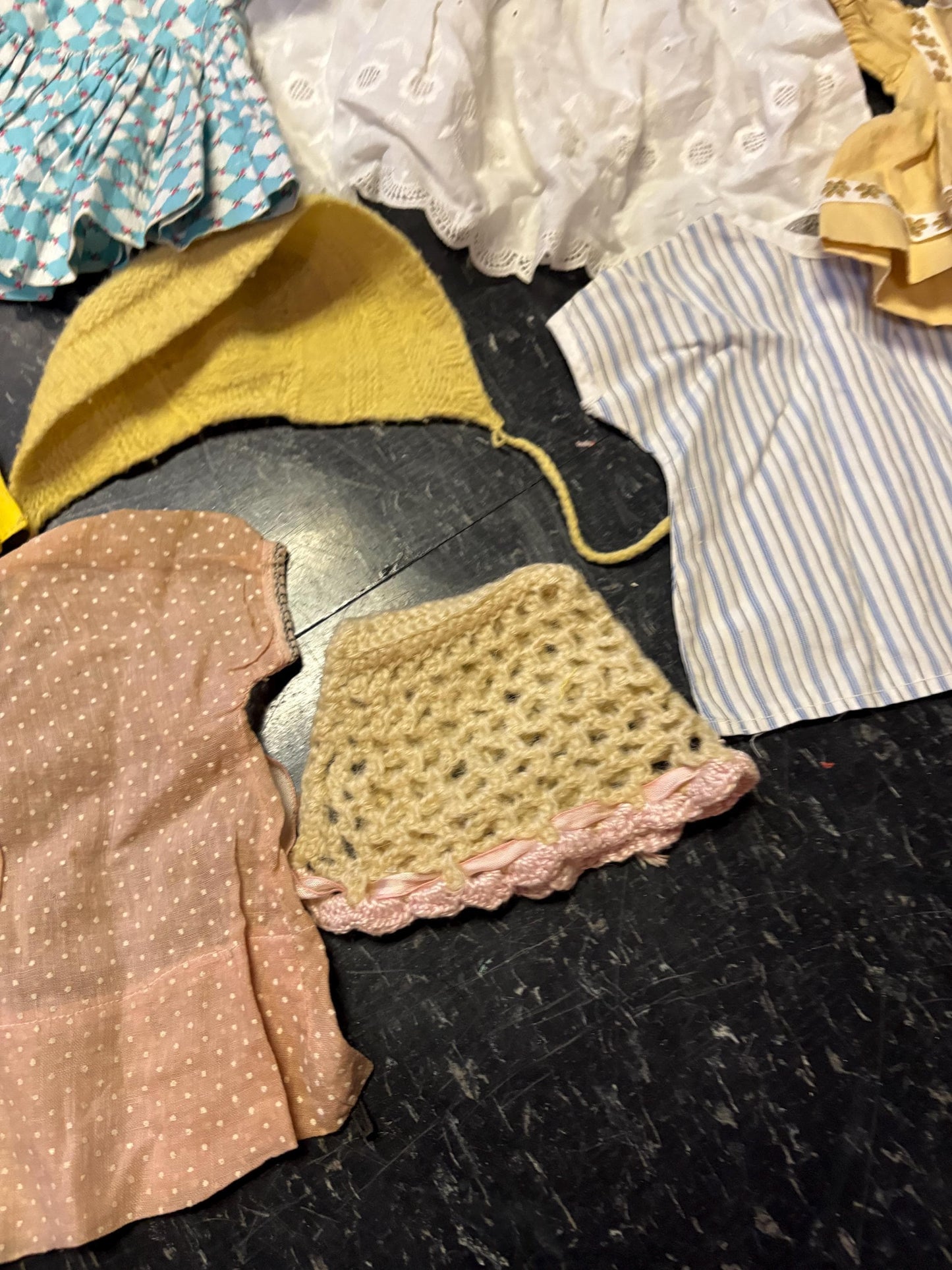 Beautiful lot  of antique doll clothes  great value  from major collection