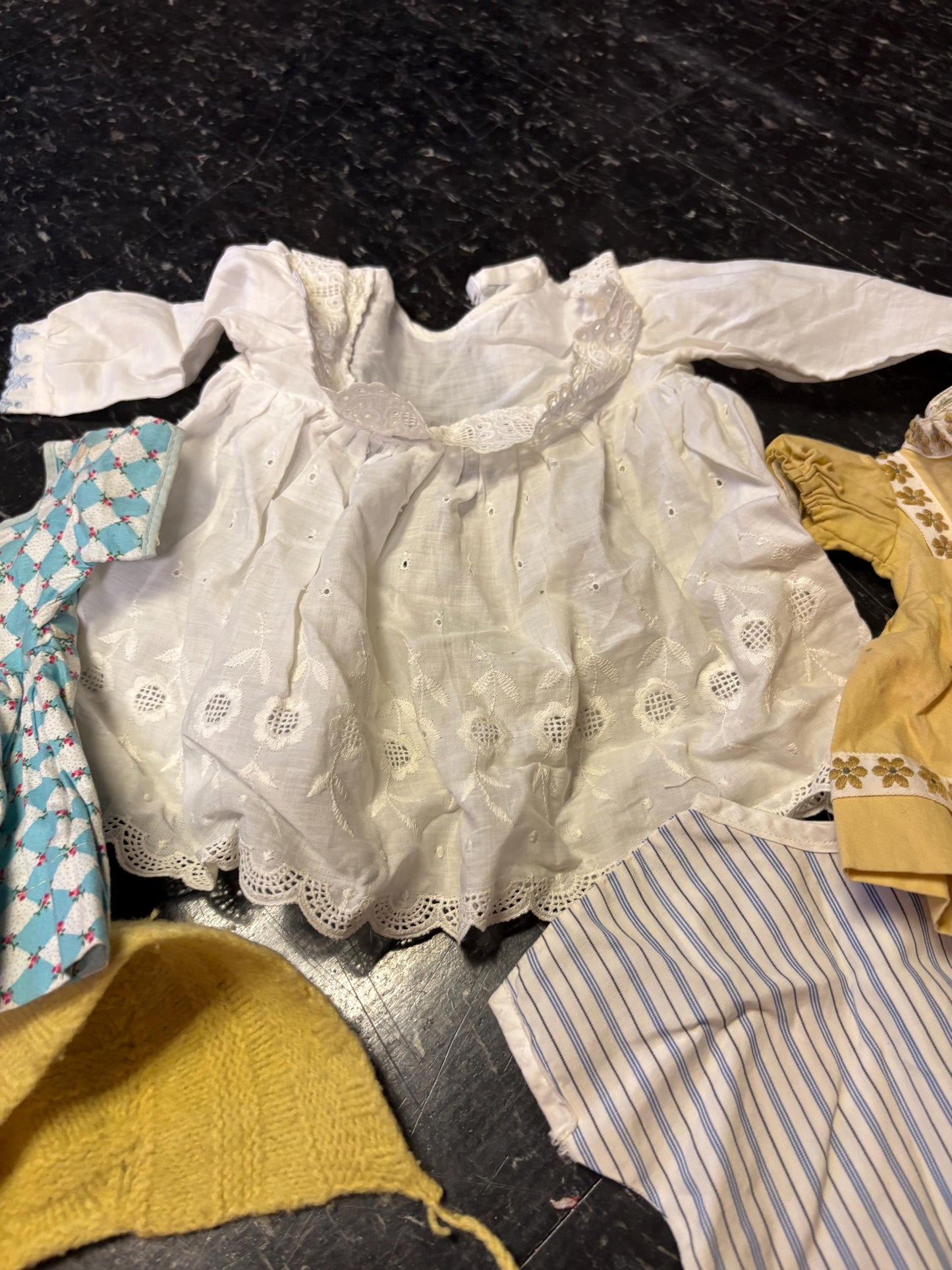 Beautiful lot  of antique doll clothes  great value  from major collection