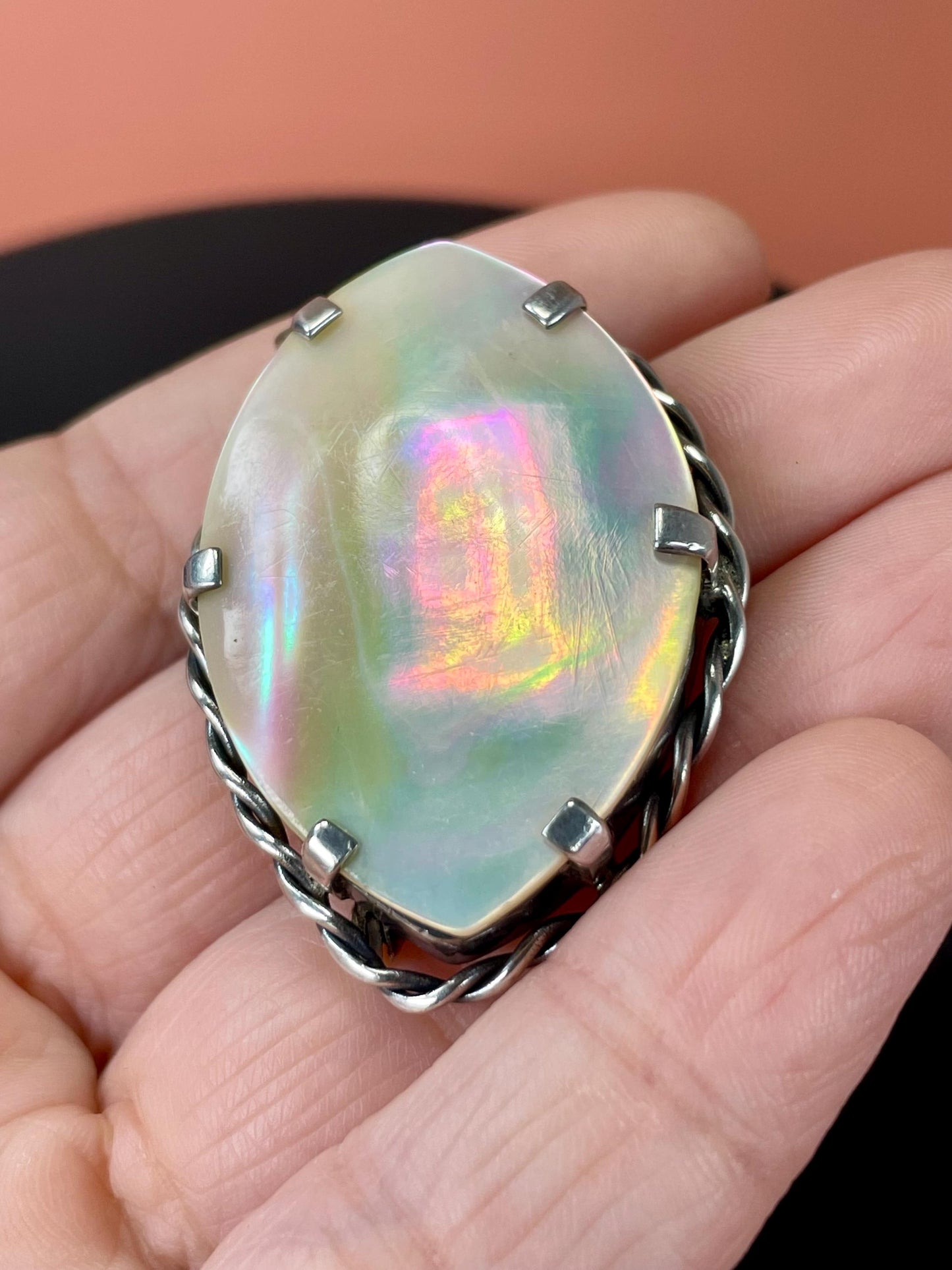 Absolutely fabulous 1.75 inch Abalone and Silver brooch - Great Condition and Great gift