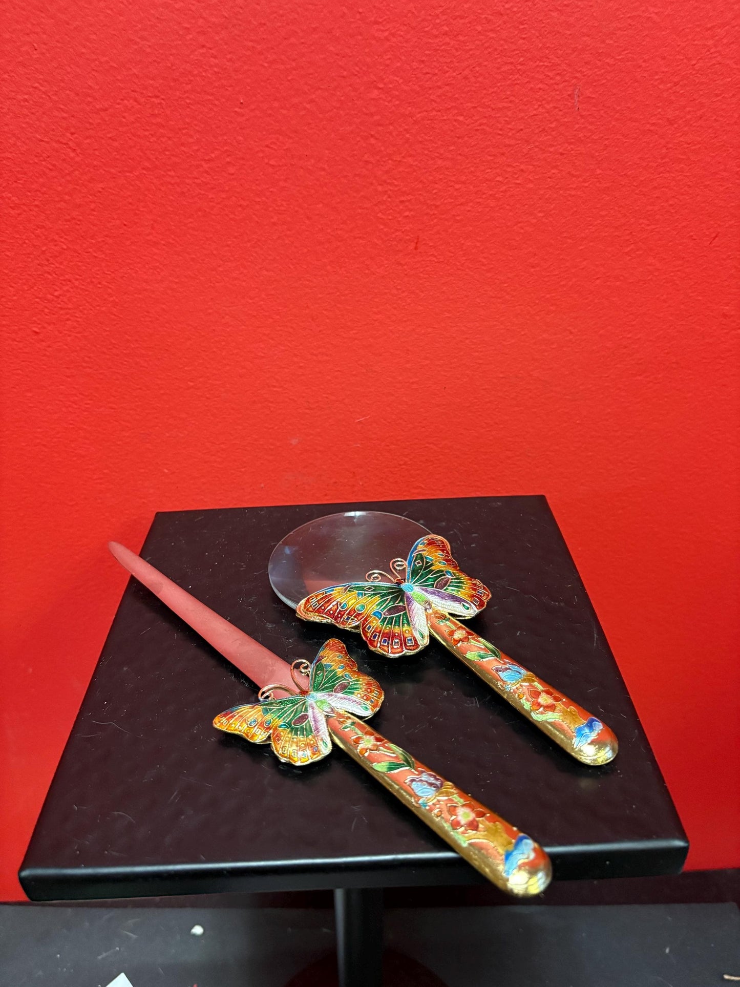 Chinese enamel magnifying glass and letter opener  great gift