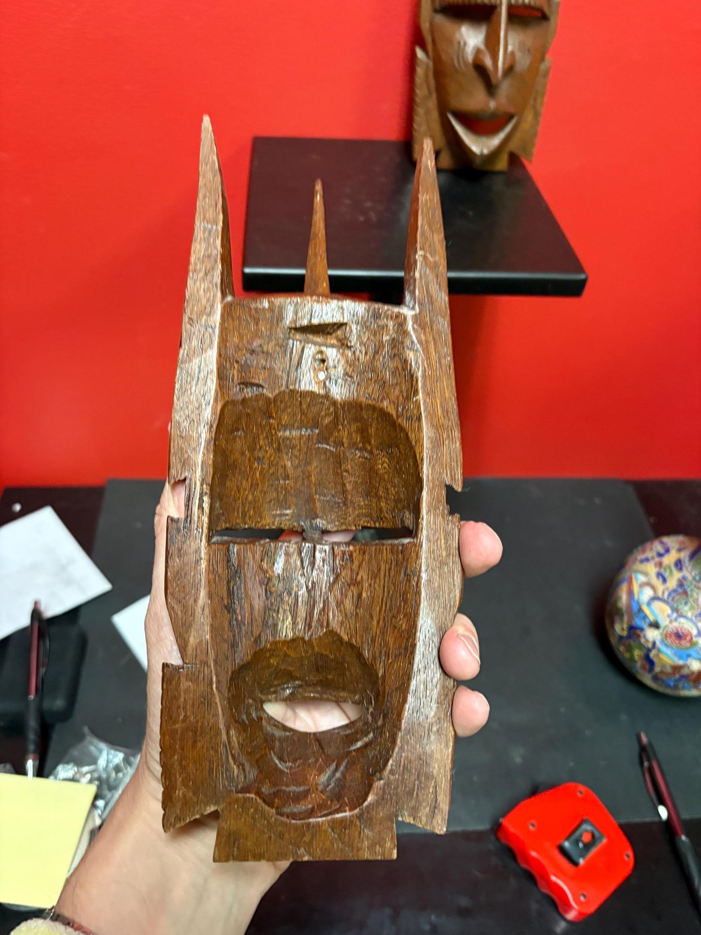 pair of cool Asian masks in good condition - 10  and 11 inches tall and ready to hang Great value