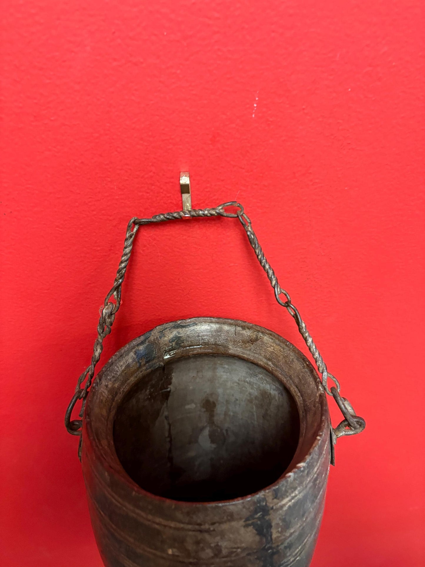 Museum quality 13 inch tall 18 century African water bucket   wonderful patina African historical piece  wow