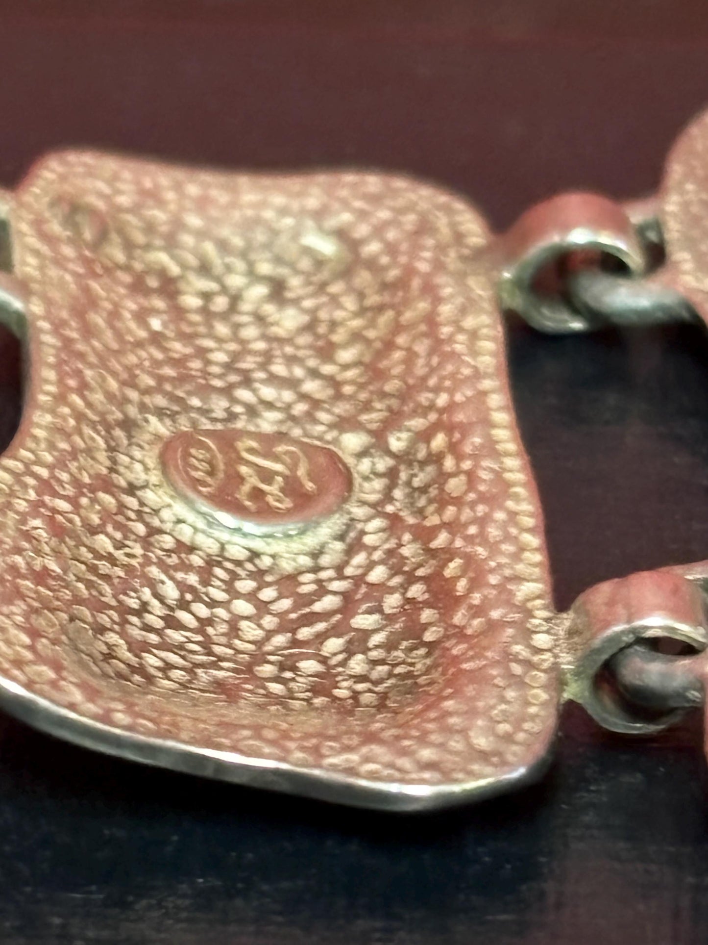 A 7 inch long stunning art nouveau signed sterling silver bracelet with cartouche  wonderful quality  antique beauty - B