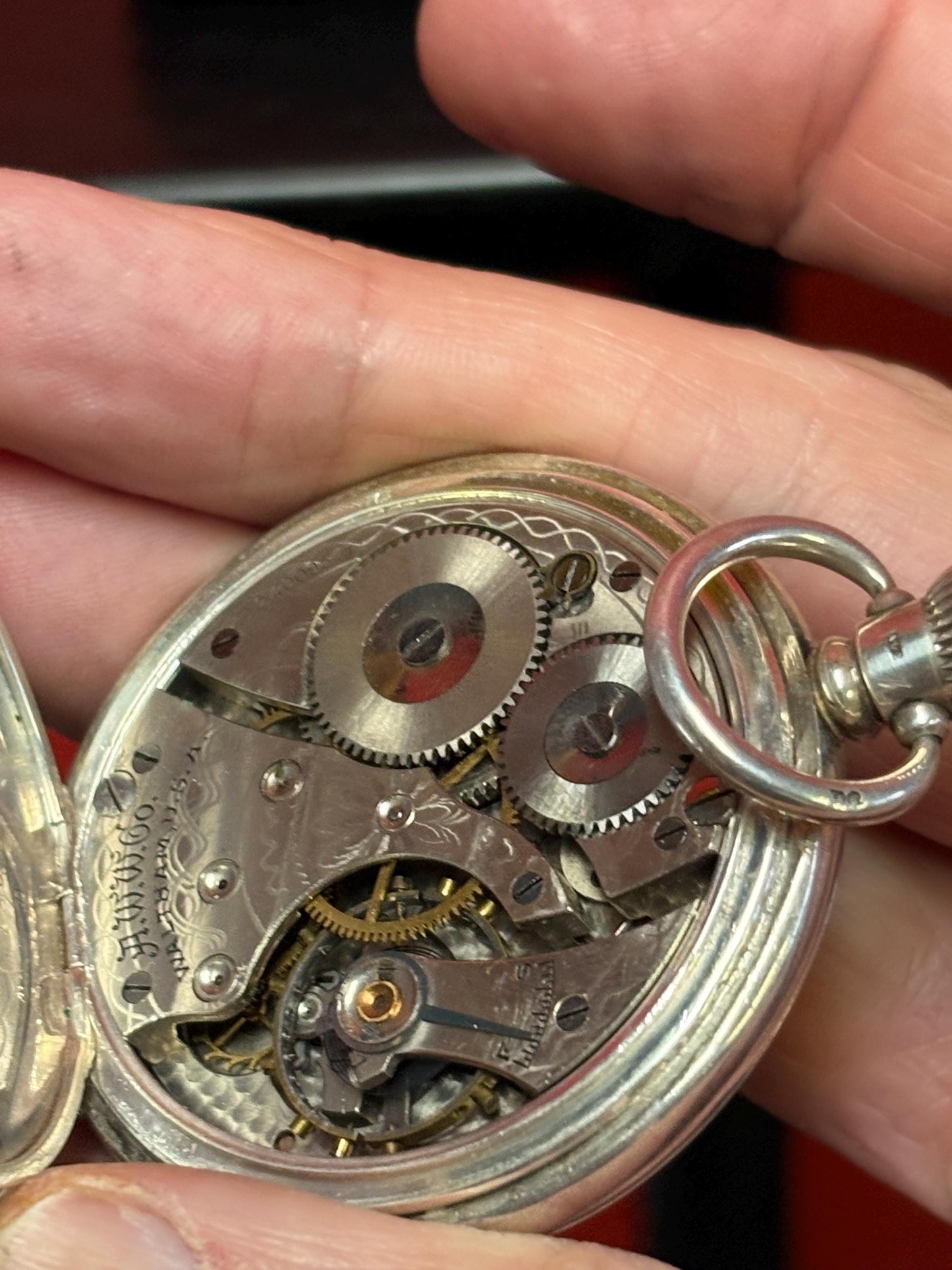 Stunning English sterling silver  Waltham  pocket watch  hallmarked and 3 inches long -  in perfect  condition and working well  wow - B