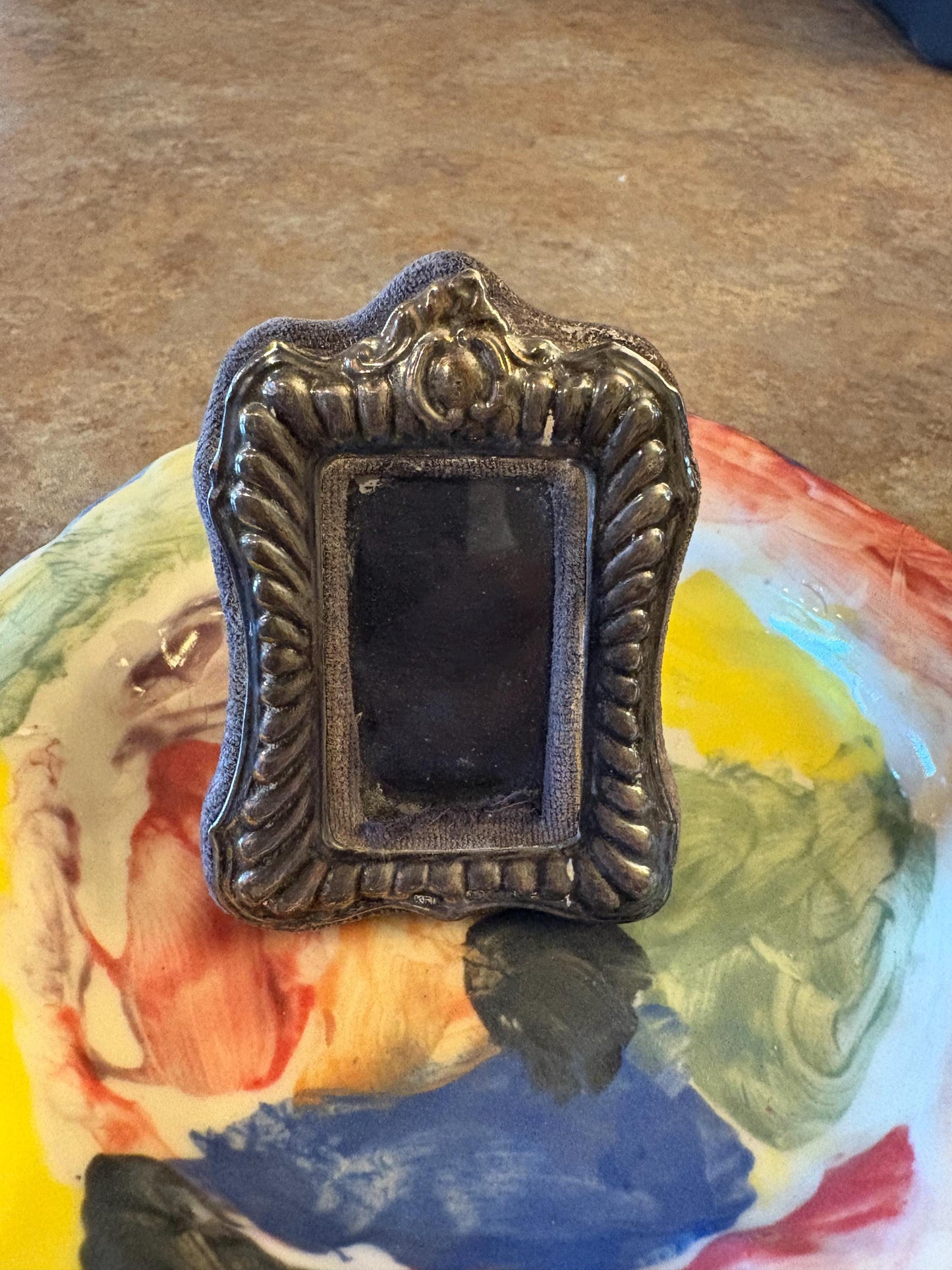 Beautiful antique sterling silver 4 x 2 wide picture frame  needs a polish  great value