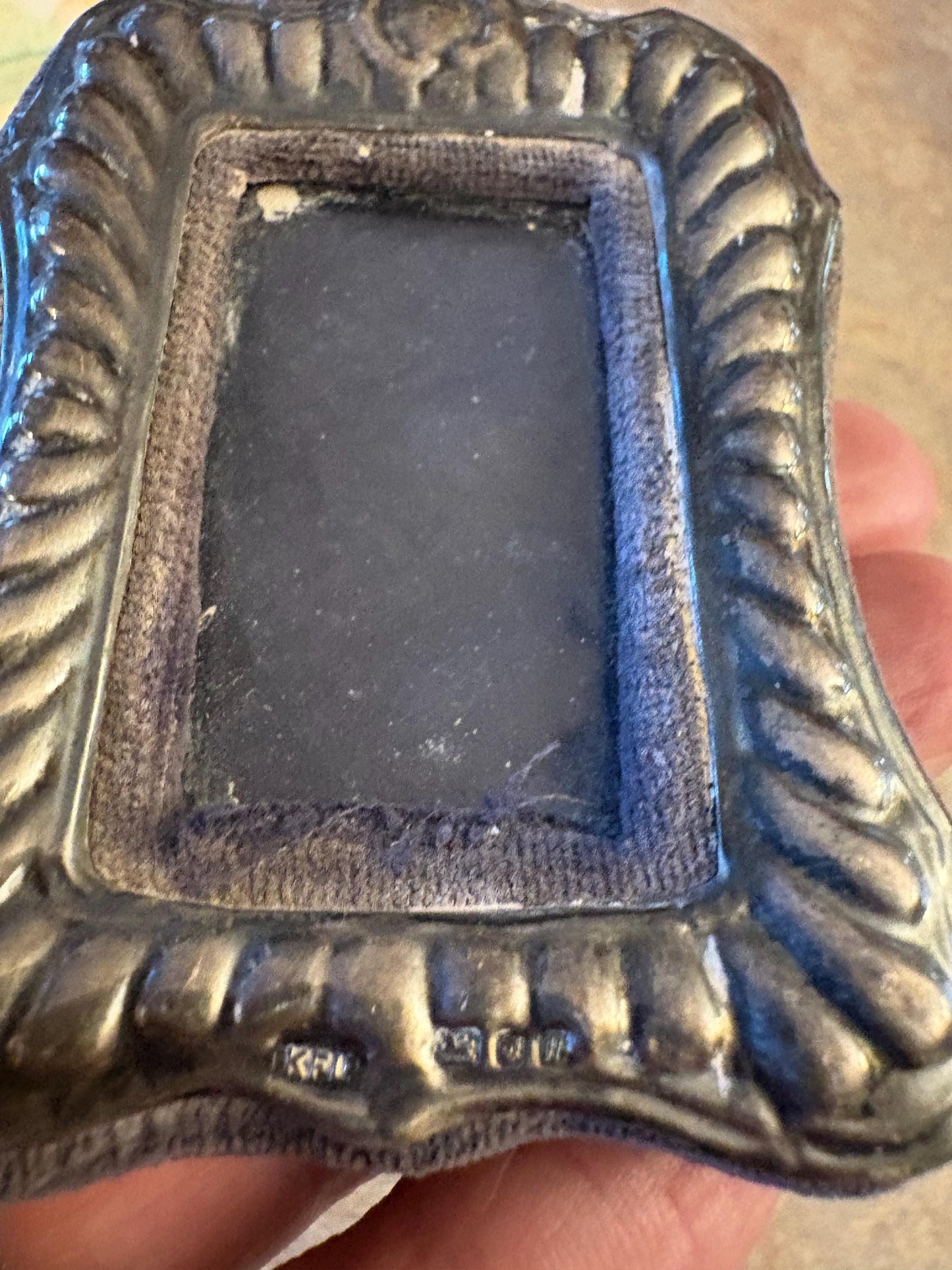 Beautiful antique sterling silver 4 x 2 wide picture frame  needs a polish  great value