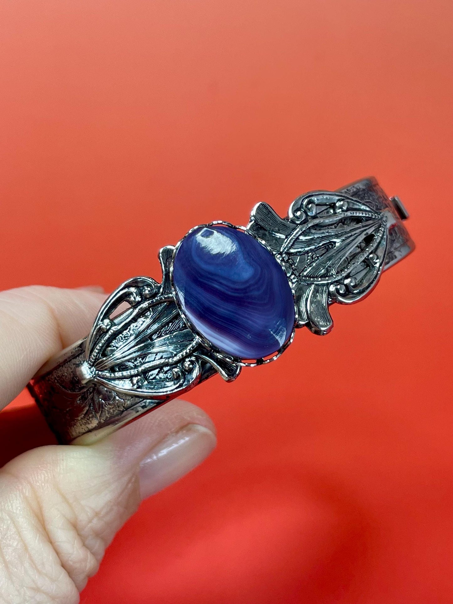 2.25 inch Detailed untested silver bracelet — Blue Stone