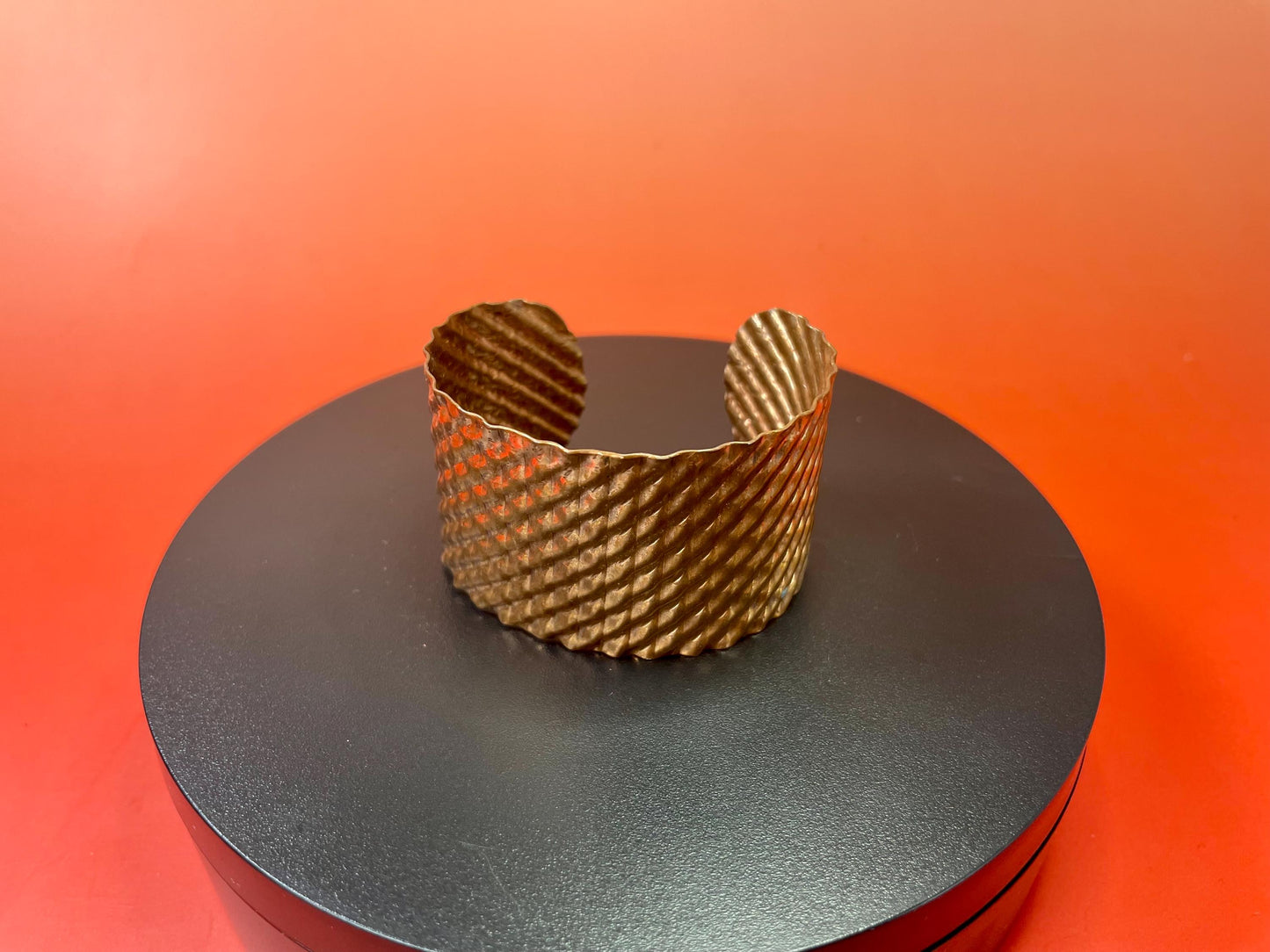 Beautiful 2.25 inch wide vintage copper hammered bracelet Cuff- fits various size wrists