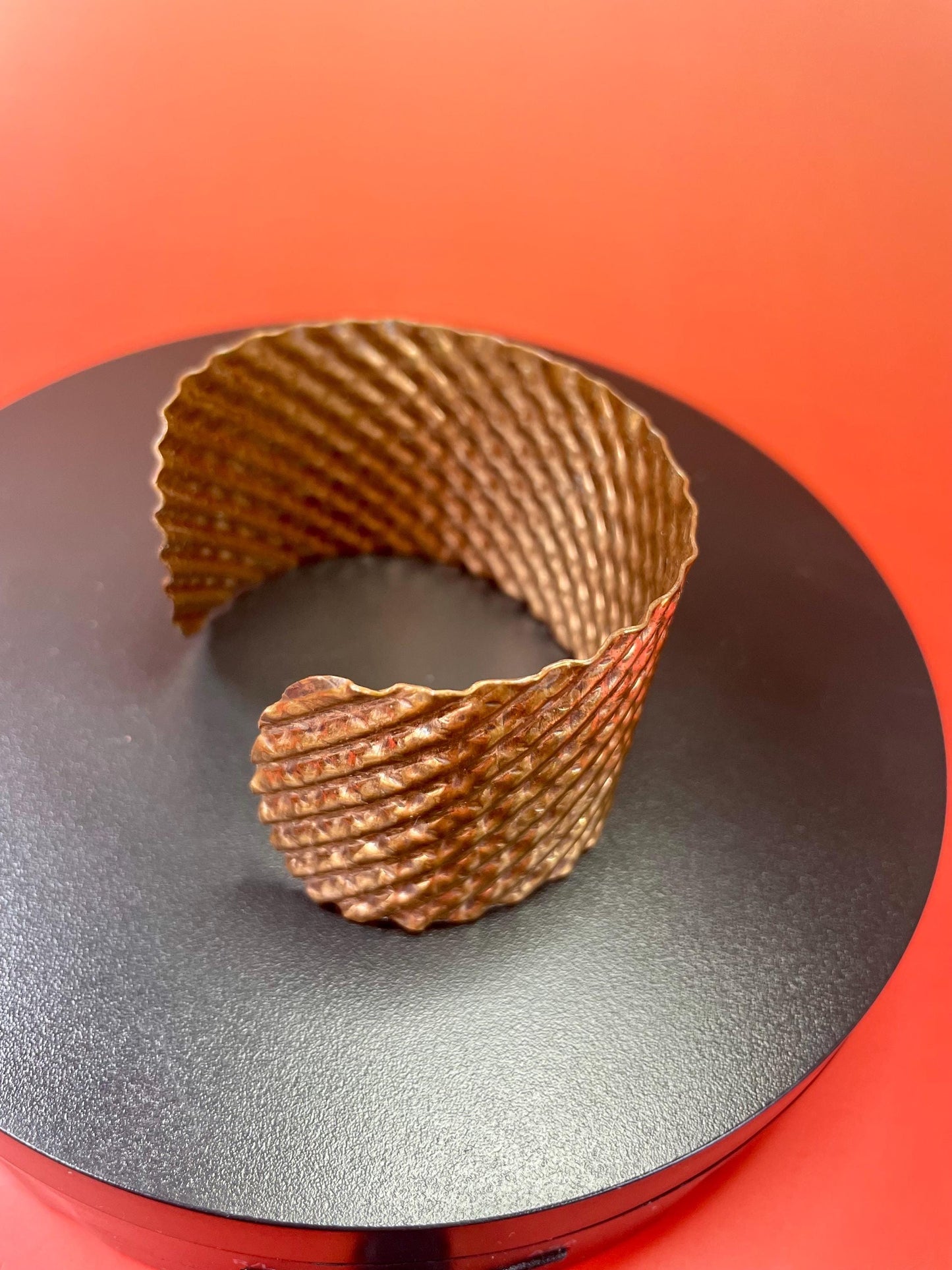 Beautiful 2.25 inch wide vintage copper hammered bracelet Cuff- fits various size wrists