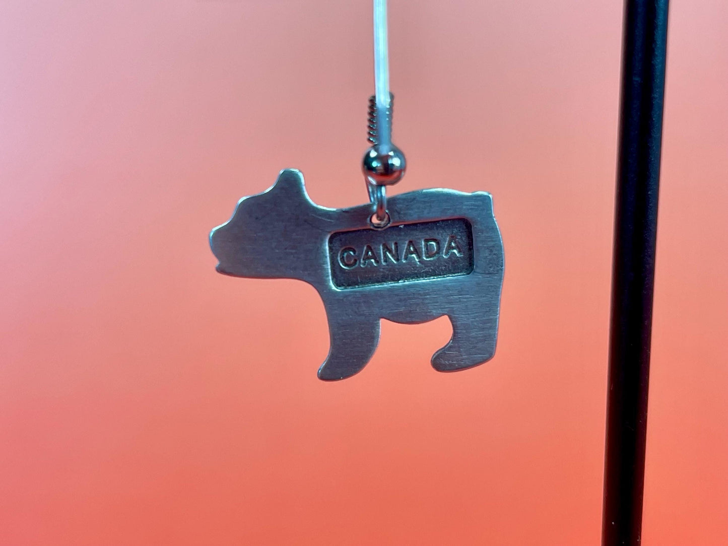 Beautiful indigenous first nations Pewter Bear earrings