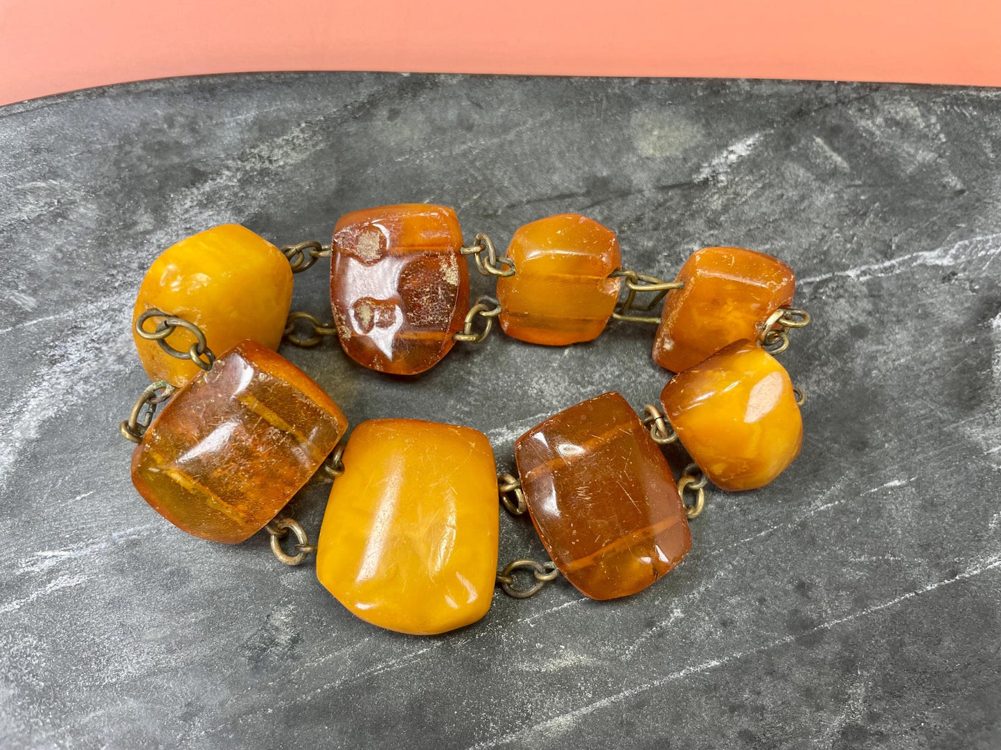 Chunky Amber Bracelet  approximately 8.5 inches unclasped
