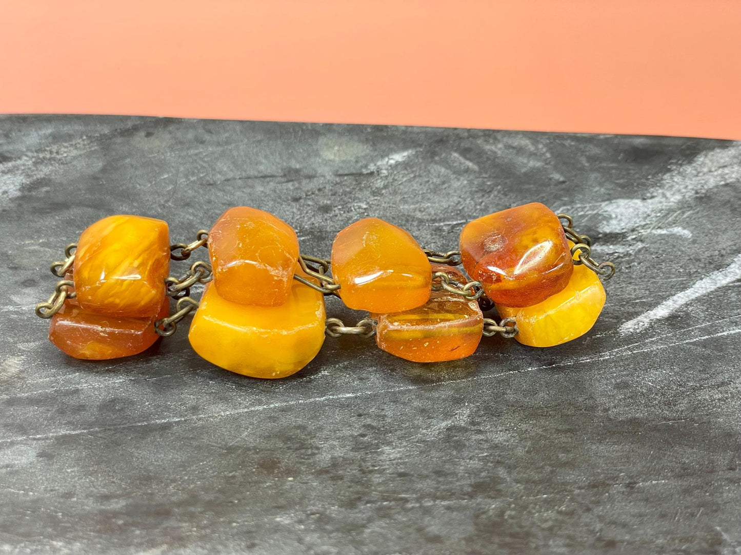 Chunky Amber Bracelet  approximately 8.5 inches unclasped