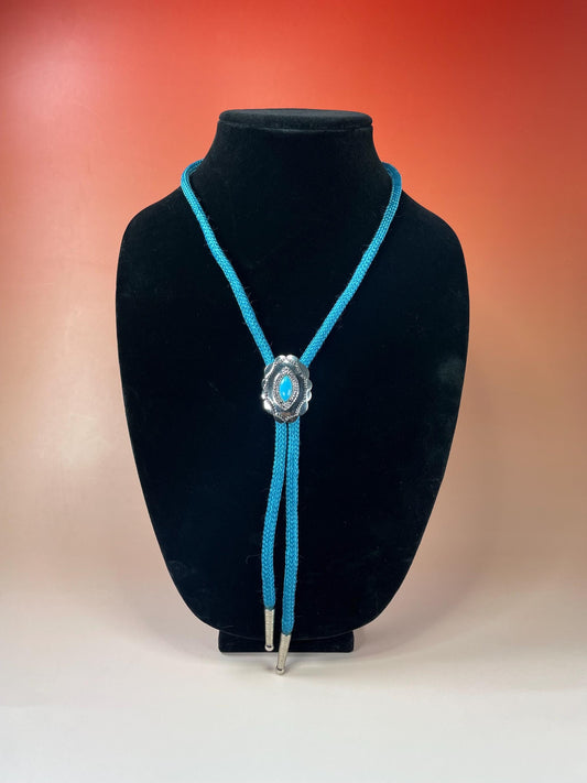 33 inch Bolo Tie with Untested Silver and Turquoise coloured stone
